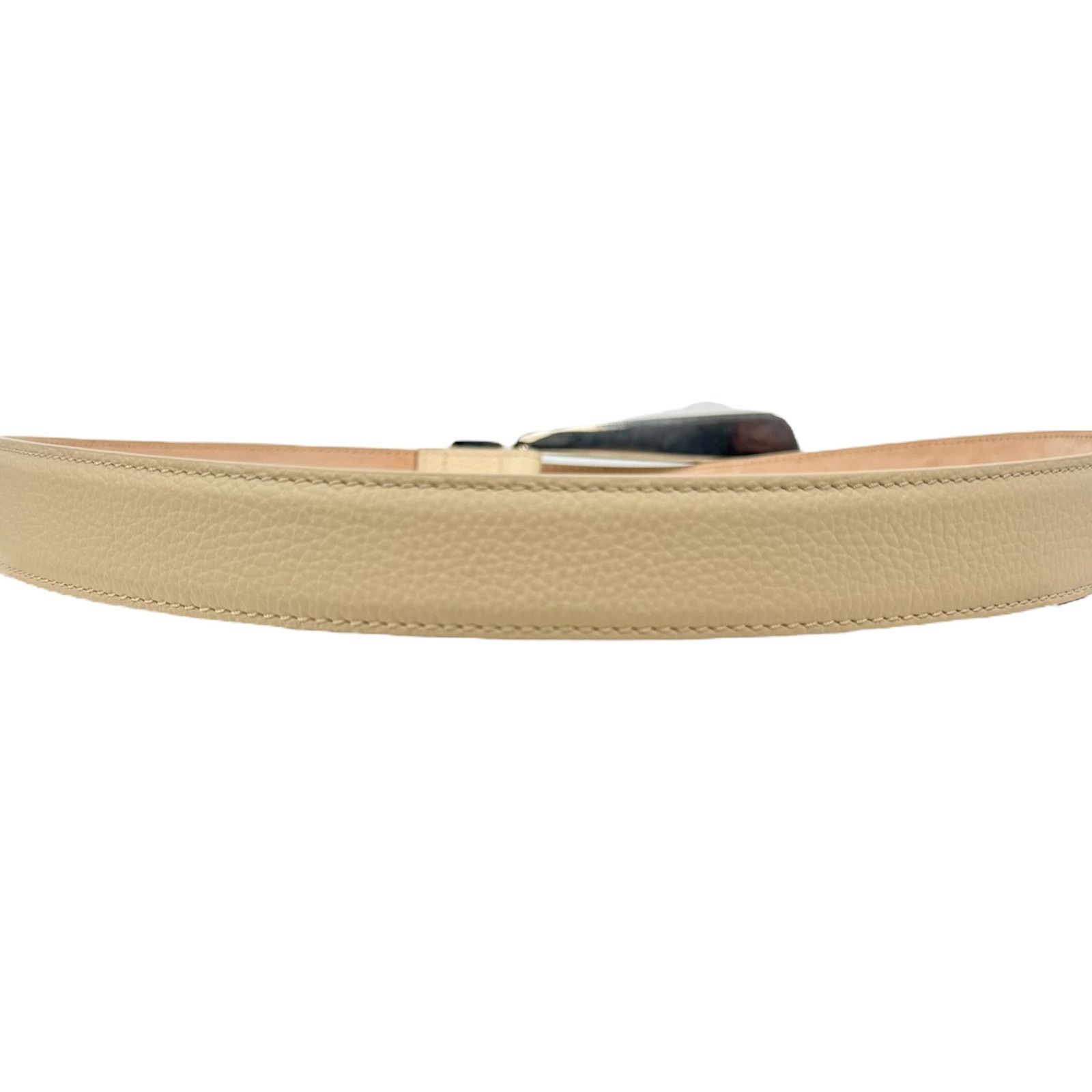KHAITE Khaite Lucca Leather Belt Solid Brass Buckle Dark Ivory 90 Size ONE SIZE - 5 Thumbnail