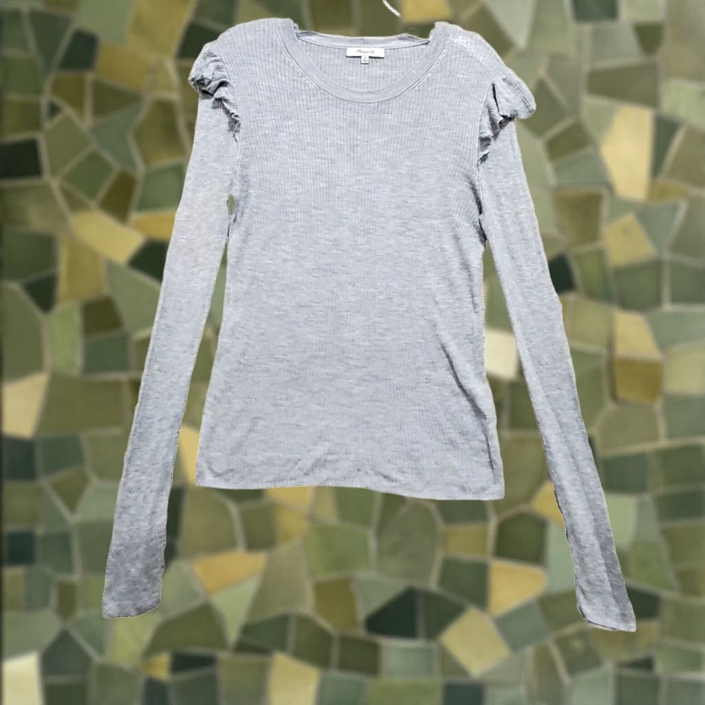 Madewell Madewell Classic Ribbed Knit Blouse - Medium Gray Size M / US 6-8 / IT 42-44 - 1 Thumbnail