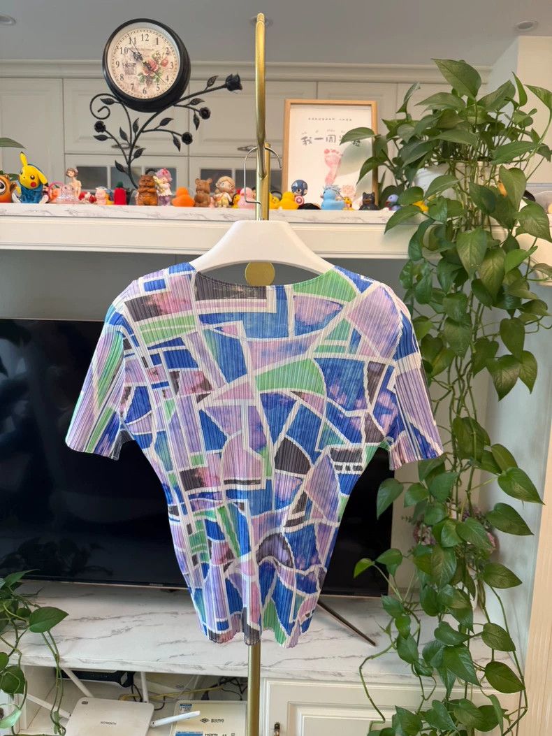 Issey Miyake Issey Miyake size:3 A short-sleeved top with color-blocked Size XS / US 0-2 / IT 36-38 - 4 Thumbnail