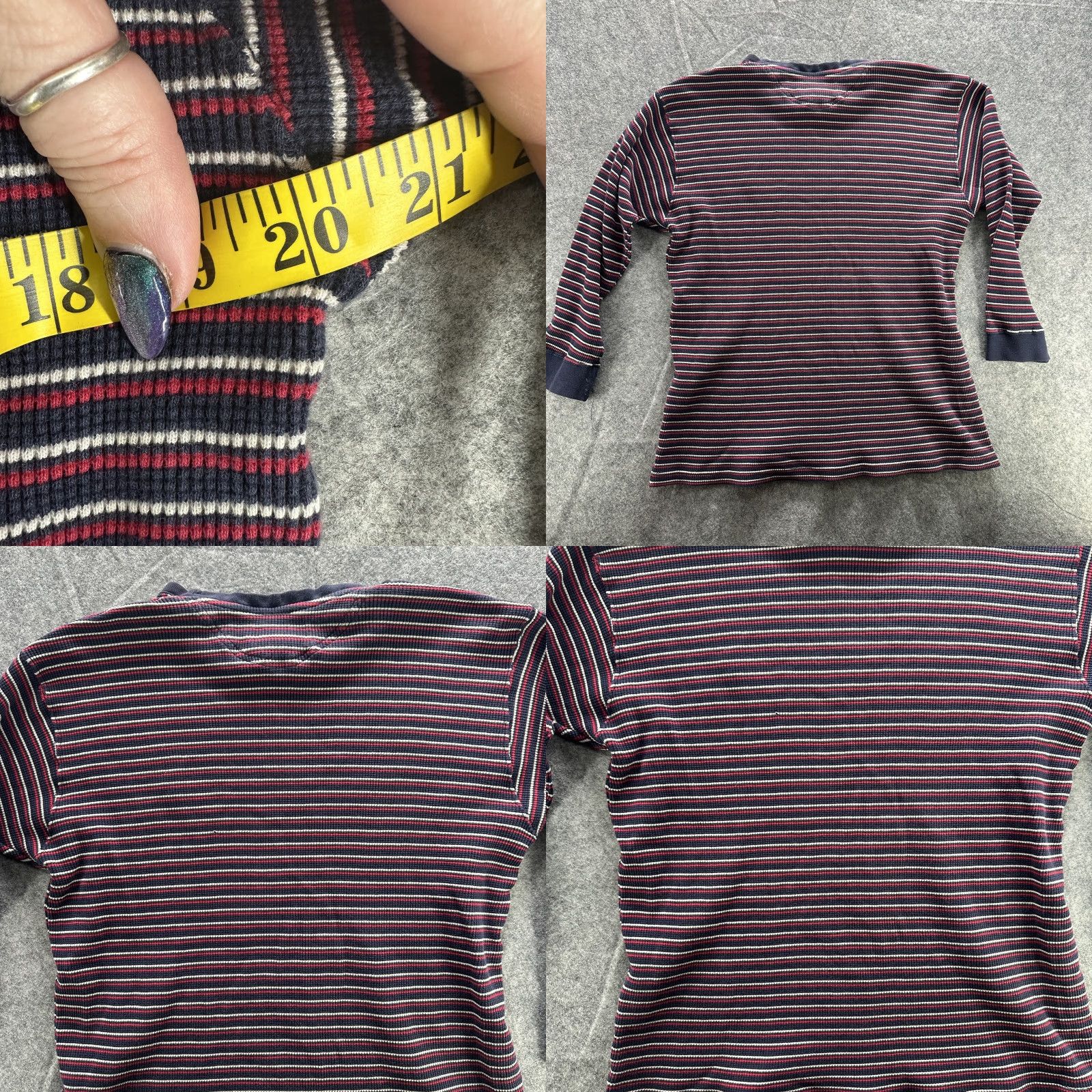 Chaps Chaps Ralph Lauren Sweater Mens Large Striped Waffle-Knit Crest Pullover Navy Red White Crewneck Size US L / EU 52-54 / 3 - 9 Thumbnail