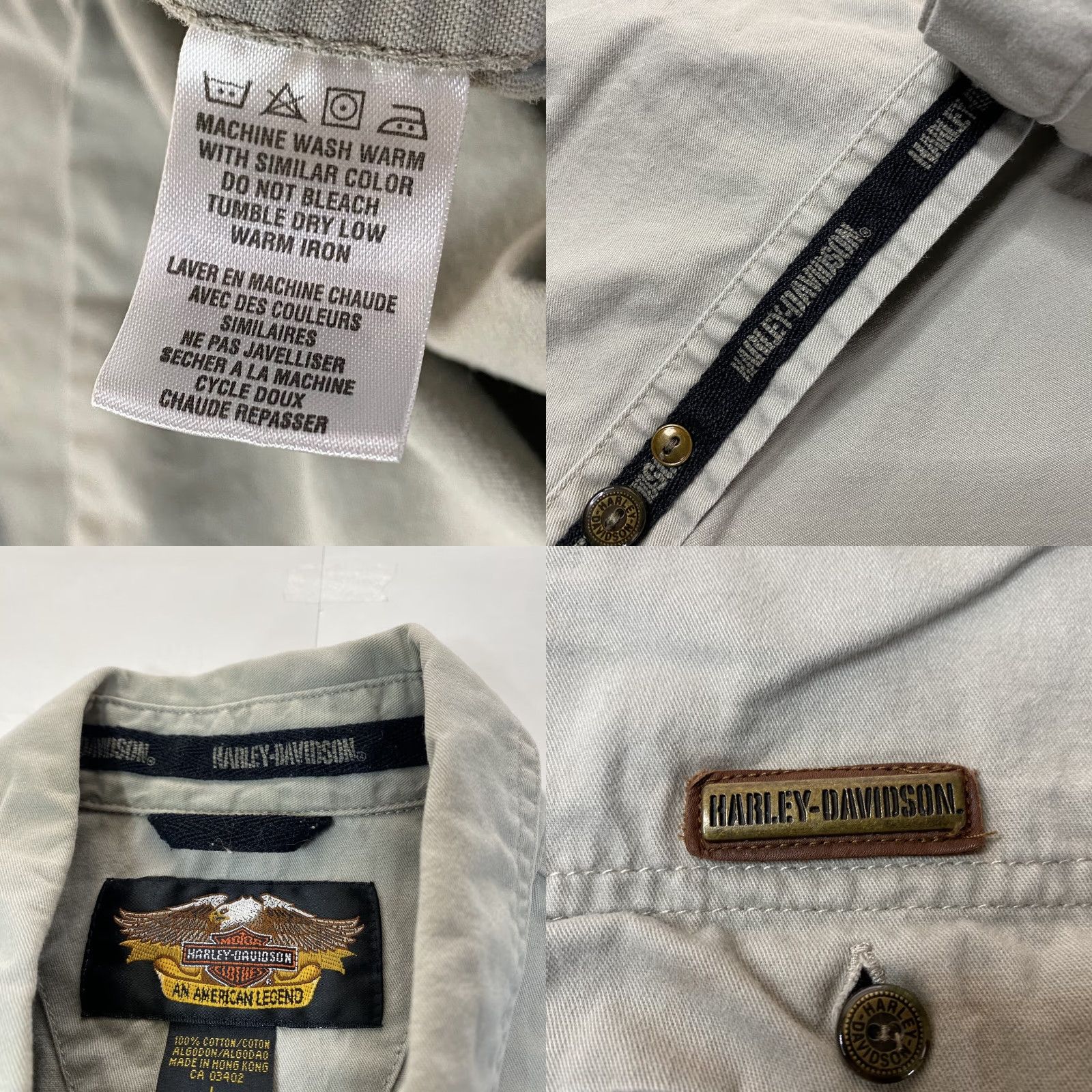 Harley Davidson VINTAGE Harley-Davidson Shirt Mens L Gray Button-Up Retro Casual Short Sleeve Graphic Print Logo 90s Mens Size US L / EU 52-54 / 3 - 8 Thumbnail