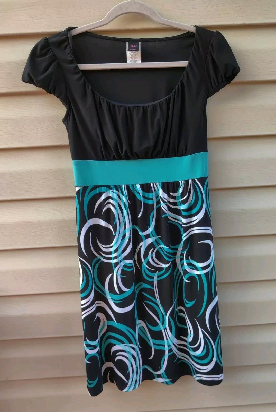 Other Wrapper Womens Juniors Size Medium Dress Short Sleeve Black Size M / US 6-8 / IT 42-44 - 2 Thumbnail