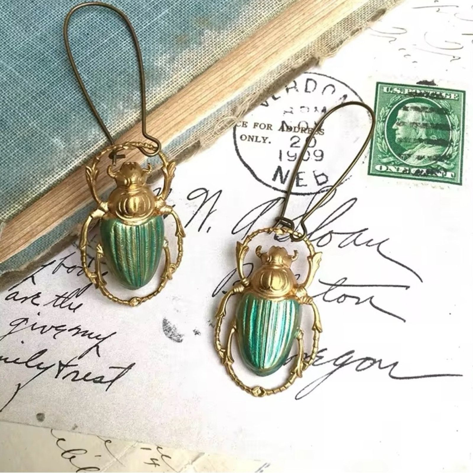 Other Green Beetle Drop Earrings Size ONE SIZE - 4 Thumbnail