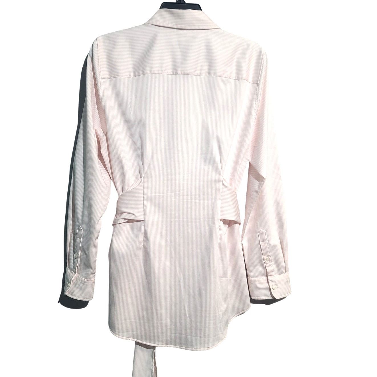 UNTUCKit UnTUCKit Clara Pink and White Stripe Tie Waist Button Shirt Size L / US 10 / IT 46 - 2 Thumbnail