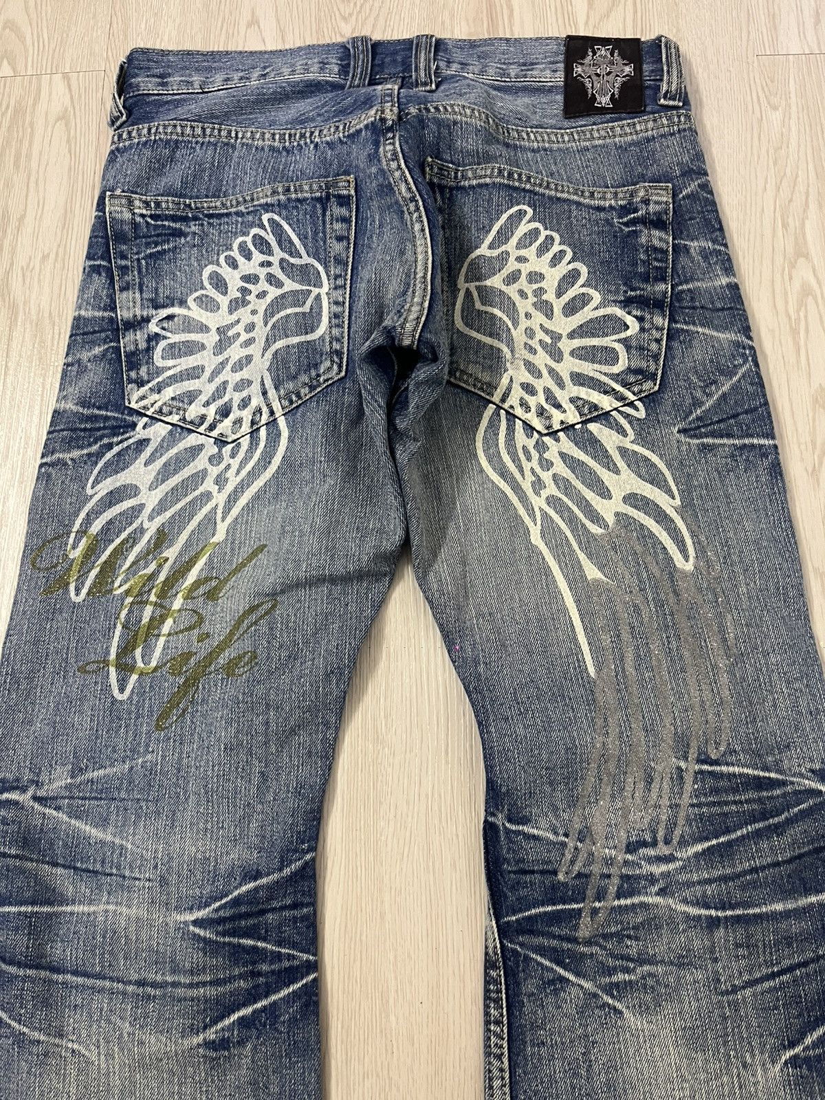 Japanese Brand Vintage Y2k Style Wild Life Flared Wings Jeans Size US 29 - 2 Thumbnail