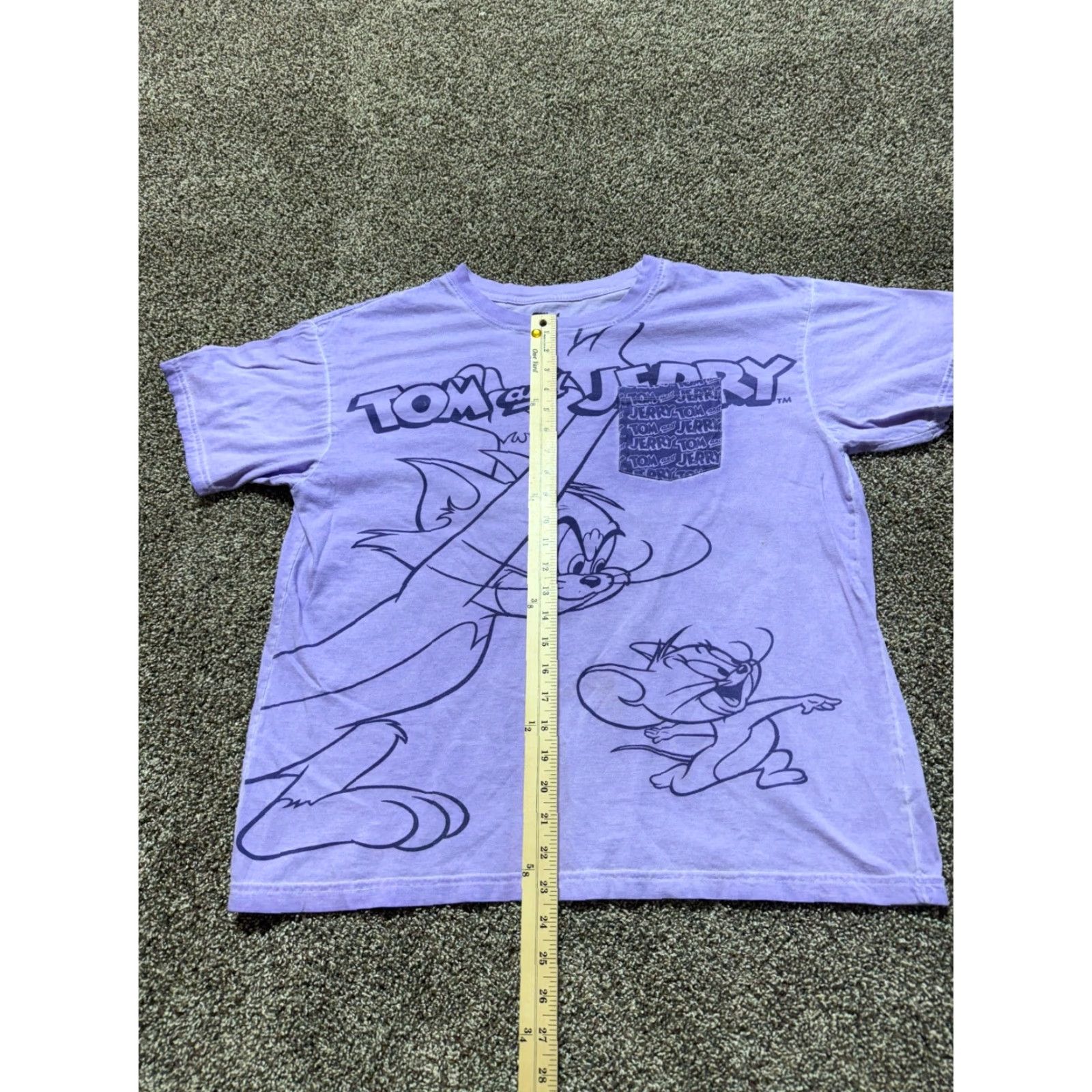 Vintage Tom & Jerry Mens Shirt T-Shirt Size L Purple Short Sleeve Crew Neck Cotton Size US L / EU 52-54 / 3 - 4 Thumbnail