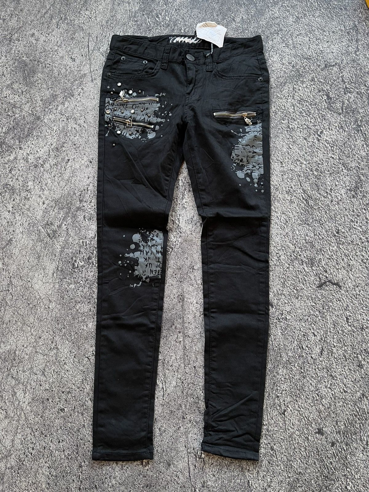 Japanese Brand Y2k Glamorous poem grunge multi zipper slim pants Size 27" / US 4 / IT 40 - 1 Thumbnail