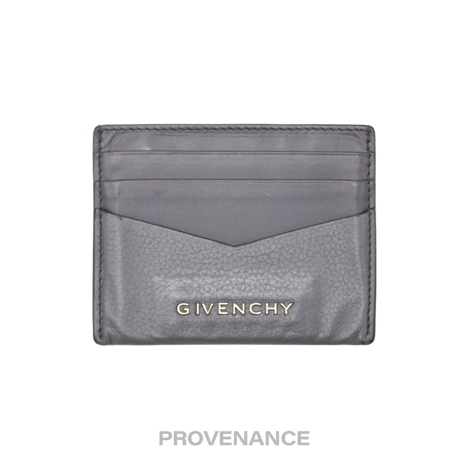 Givenchy 🔴 Givenchy Logo Card Holder Wallet - Grey Leather Size ONE SIZE - 1 Thumbnail