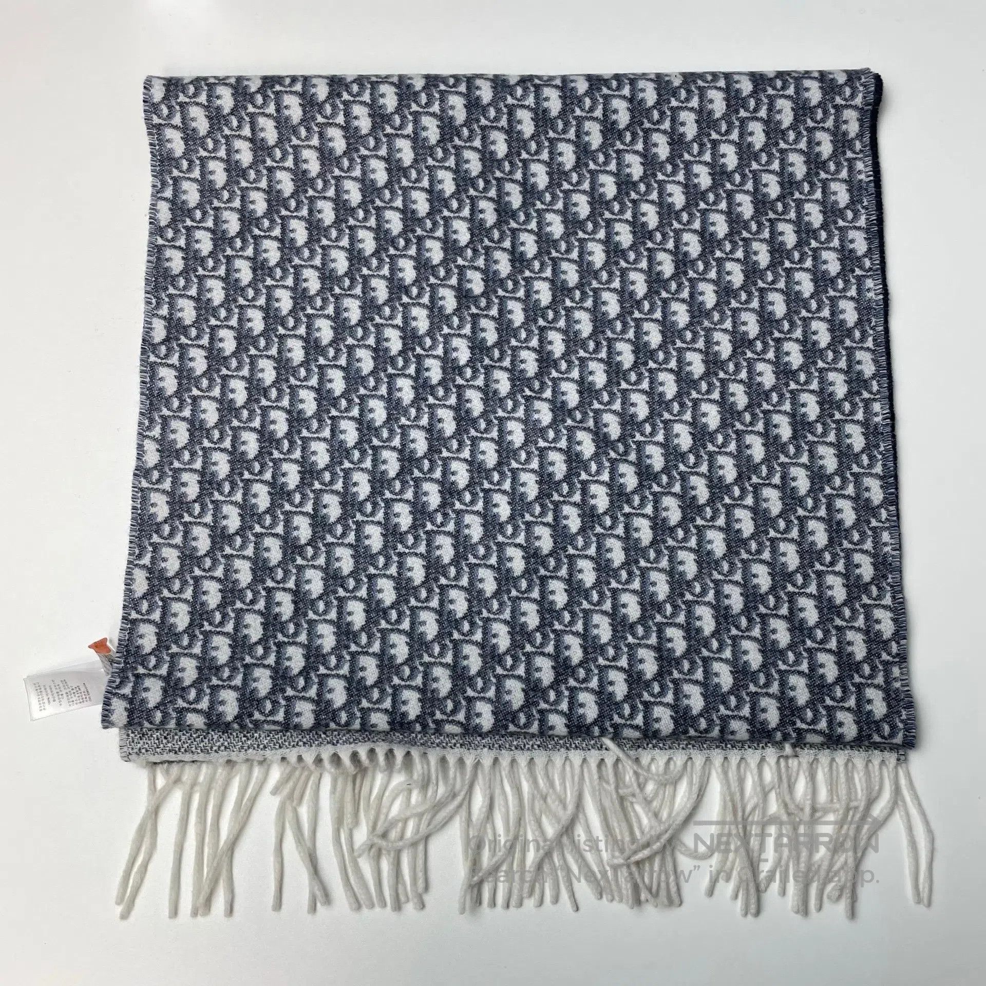 Dior Dior Navy blue cashmere fringed scarf| Size ONE SIZE - 2 Thumbnail