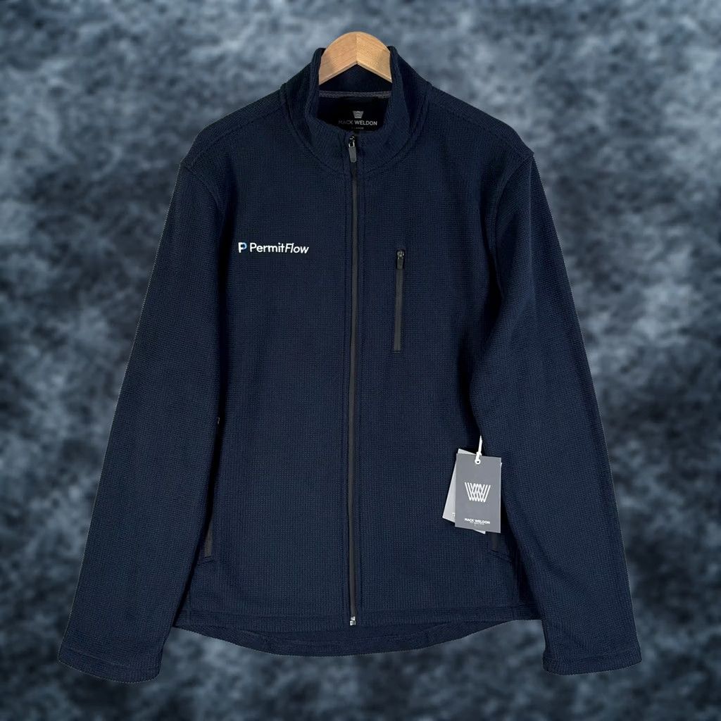 Vintage Mack Weldon Latitude Fleece Jacket Mens XL Navy Full Zip Permit Flow Logo Size US XL / EU 56 / 4 - 1 Thumbnail