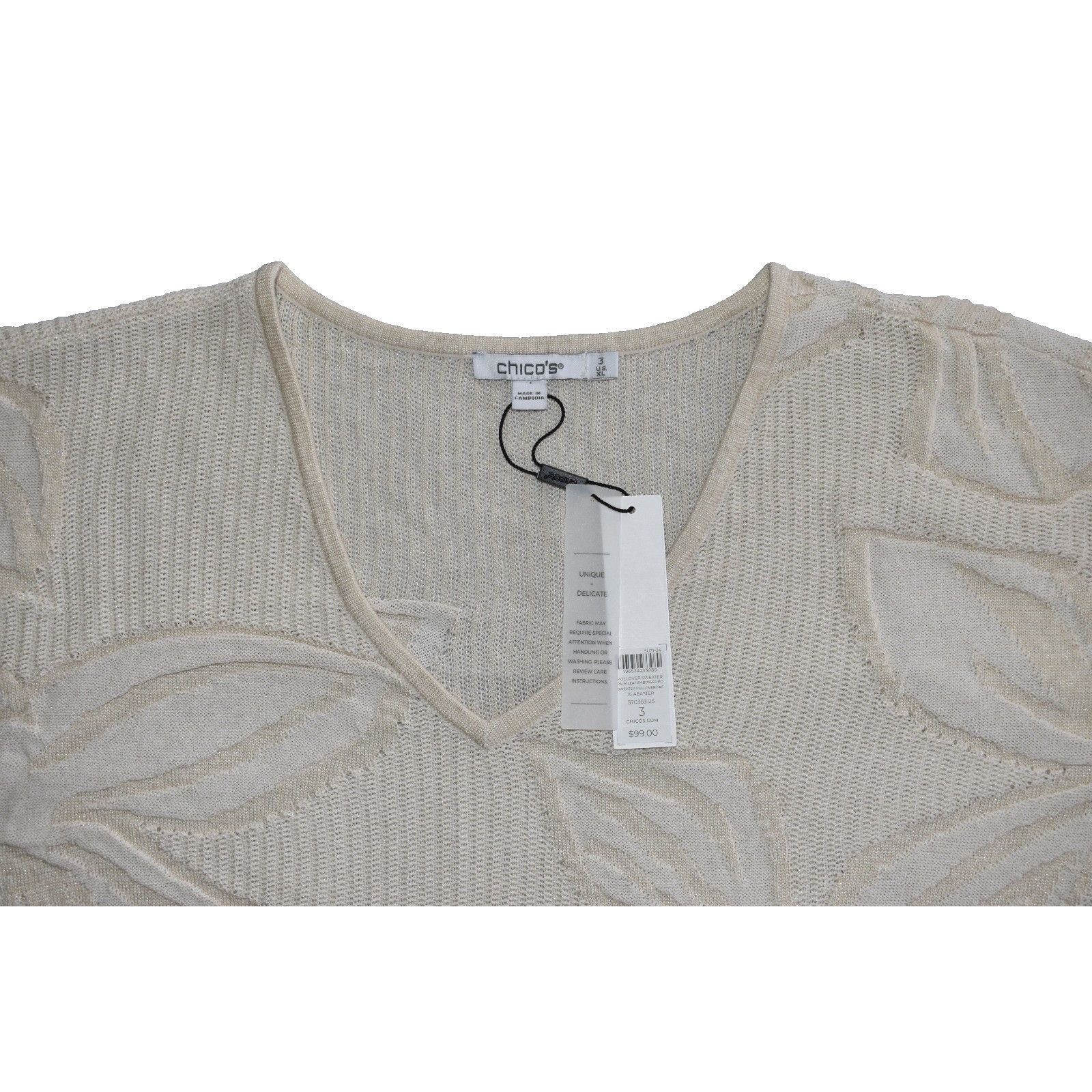Chicos NWT CHICOS Knit Palm Leaf Embossed Pullover Sweater 3/XL $99 Size XL / US 12-14 / IT 48-50 - 5 Thumbnail