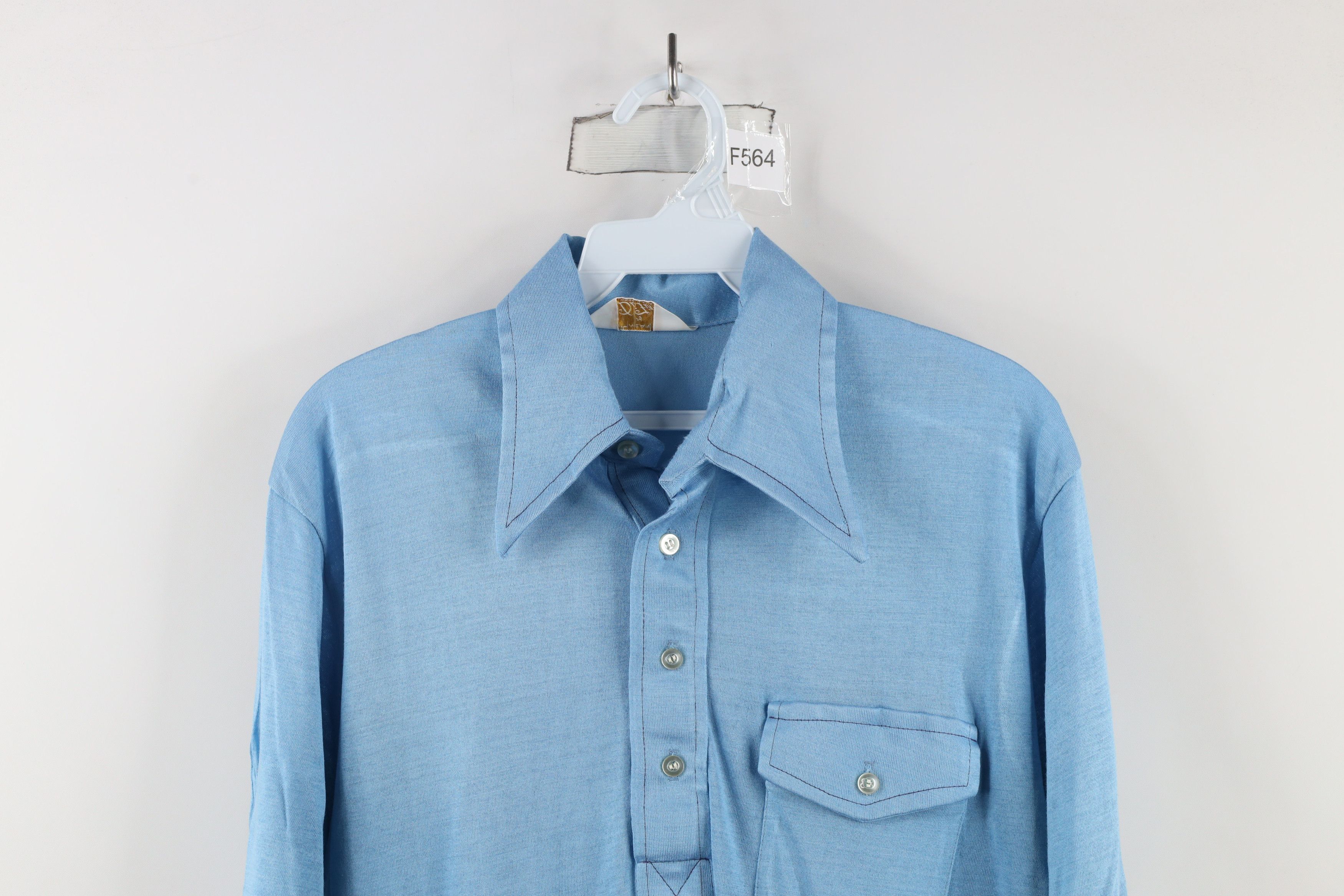 Vintage Vintage 60s 70s Streetwear Polo Shirt Carolina Blue USA Size US M / EU 48-50 / 2 - 2 Thumbnail
