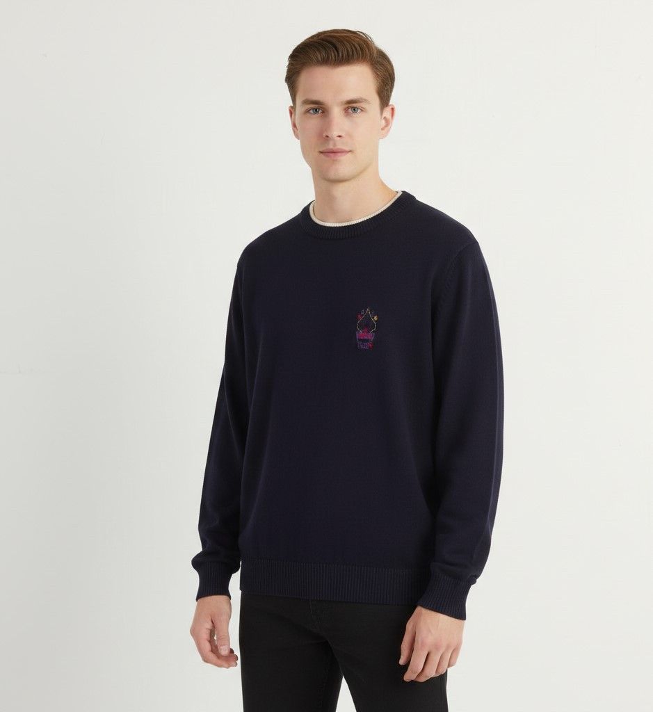 Adidas Adidas Men L Jumper Navy Cotton Poker Line Vintage 9024 Size US L / EU 52-54 / 3 - 1 Thumbnail