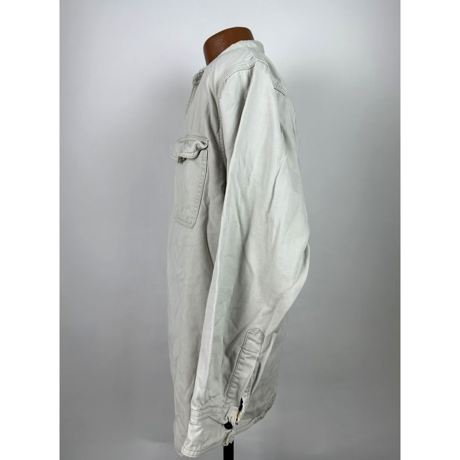 Vintage VINTAGE Trail's End Flannel-Lined Shirt Jacket Mens Large Ivory Cotton Twill 90s Grunge Casual Shirt Jacket Men Large Ivory Accessories: Pockets Size US L / EU 52-54 / 3 - 7 Thumbnail