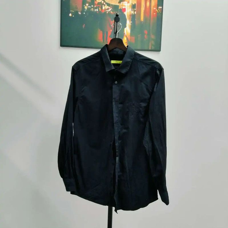 Versace Versace Black Cotton Long Sleeve Shirt 0089 Size US L / EU 52-54 / 3 - 1 Thumbnail