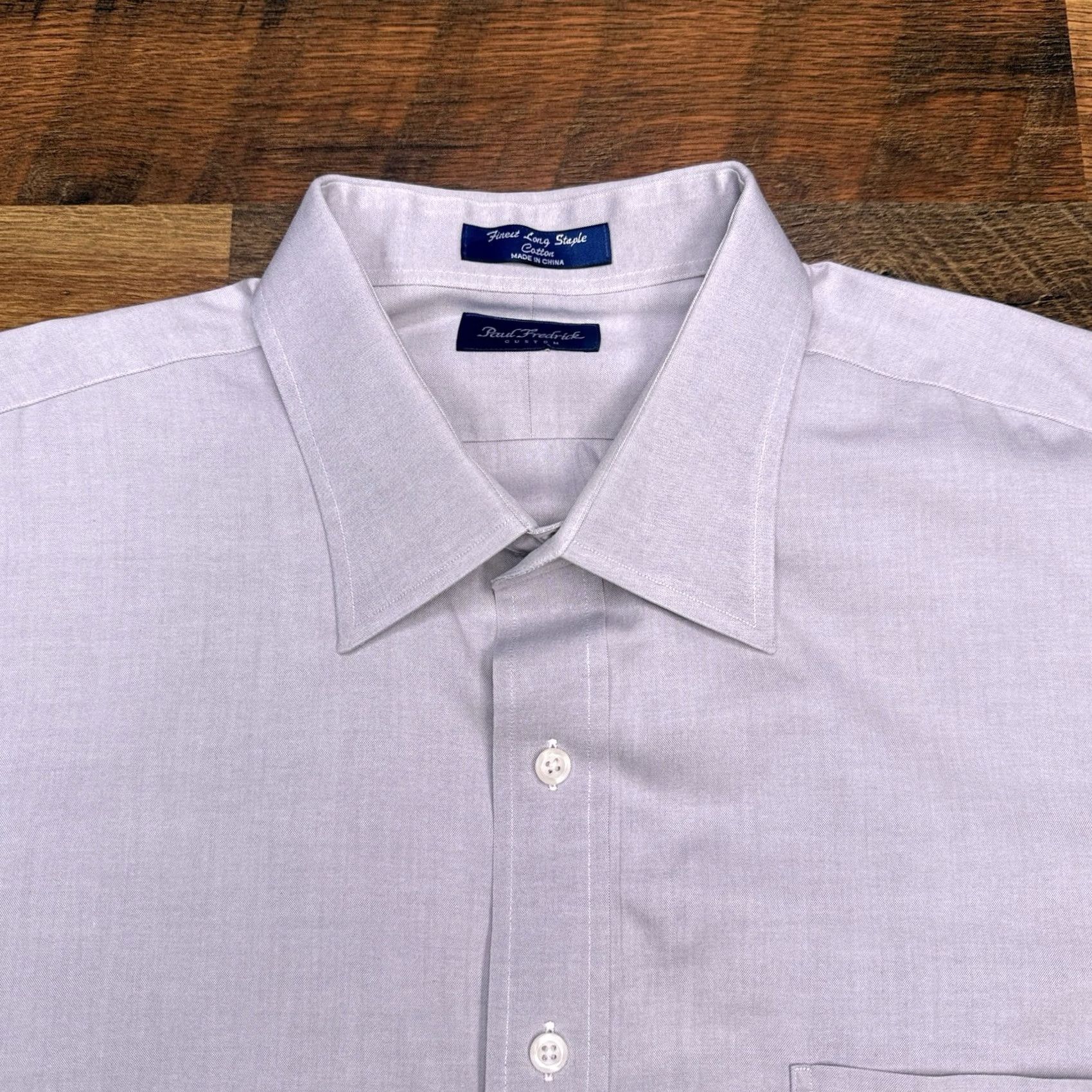 Vintage Paul Fredrick Dress Shirt Mens 18 Gray Button Up Classic 100% Cotton Long Sleeve Barrel Cuff Formal Workwear Size 48R - 6 Thumbnail