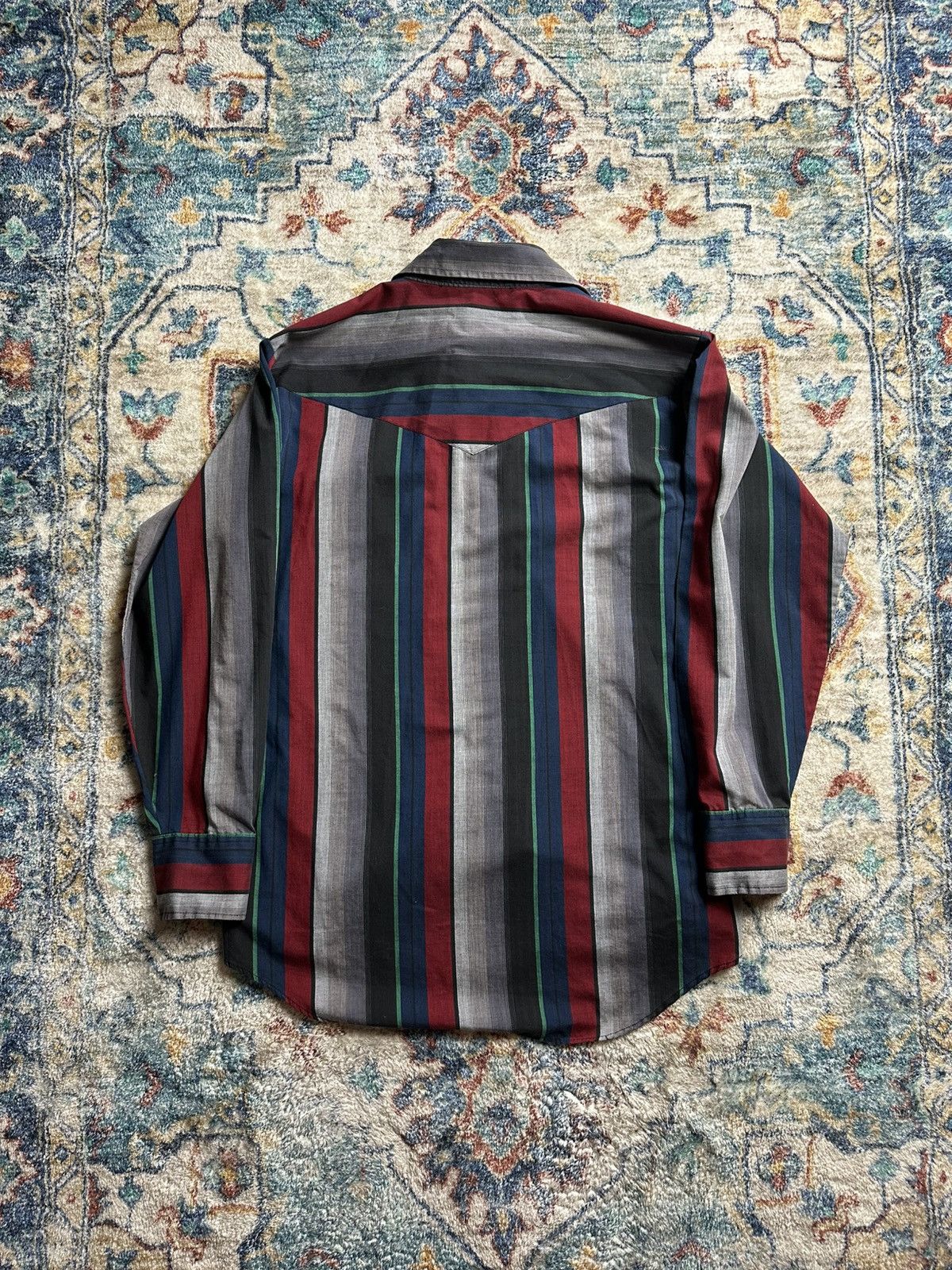 Vintage Vintage 1980s Striped Pearl Snap Shirt Size XL Size US XL / EU 56 / 4 - 2 Thumbnail