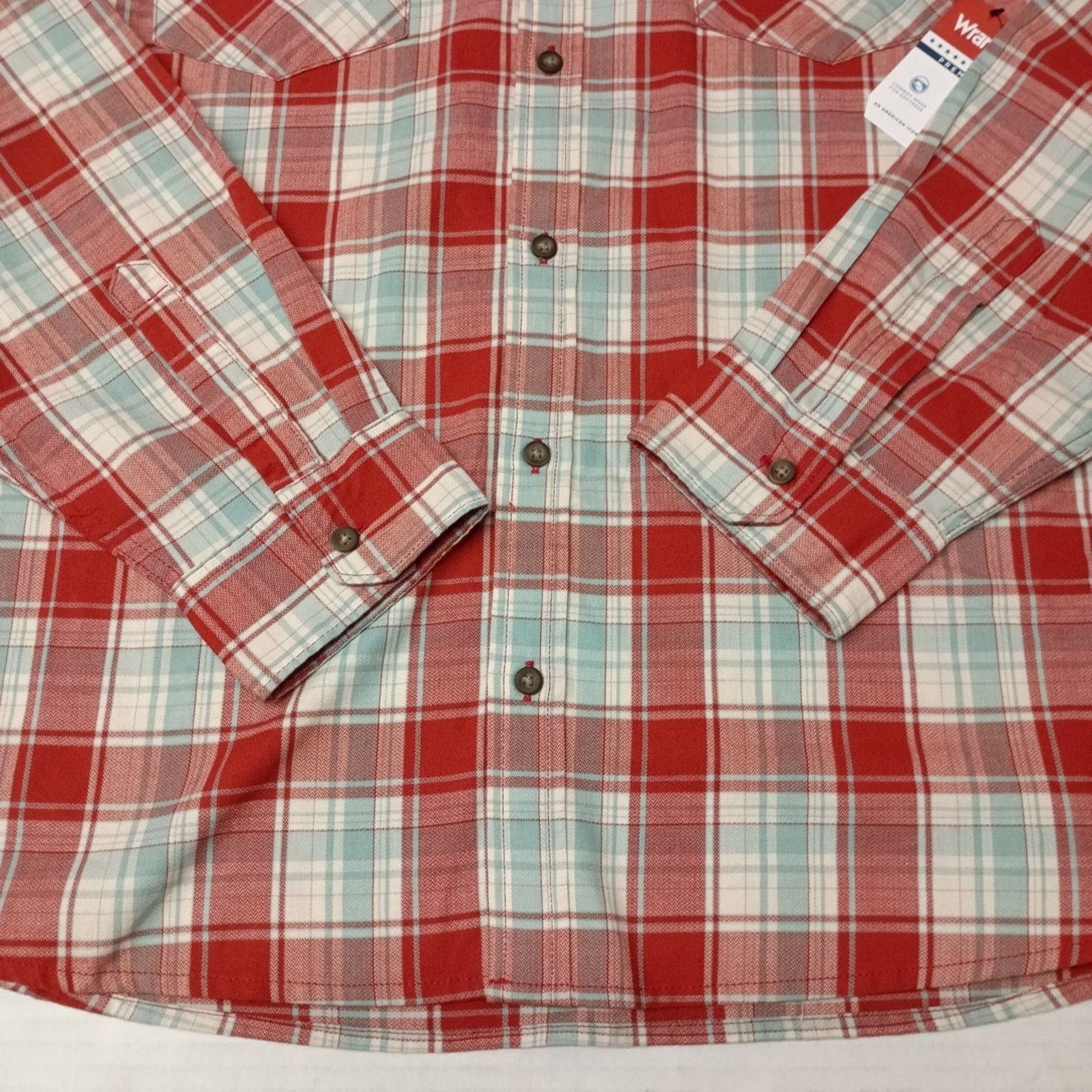 Wrangler Wrangler Cowboy Wash Shirt Men's Size 2XL Red Sky Blue Plaid Size US XXL / EU 58 / 5 - 2 Thumbnail