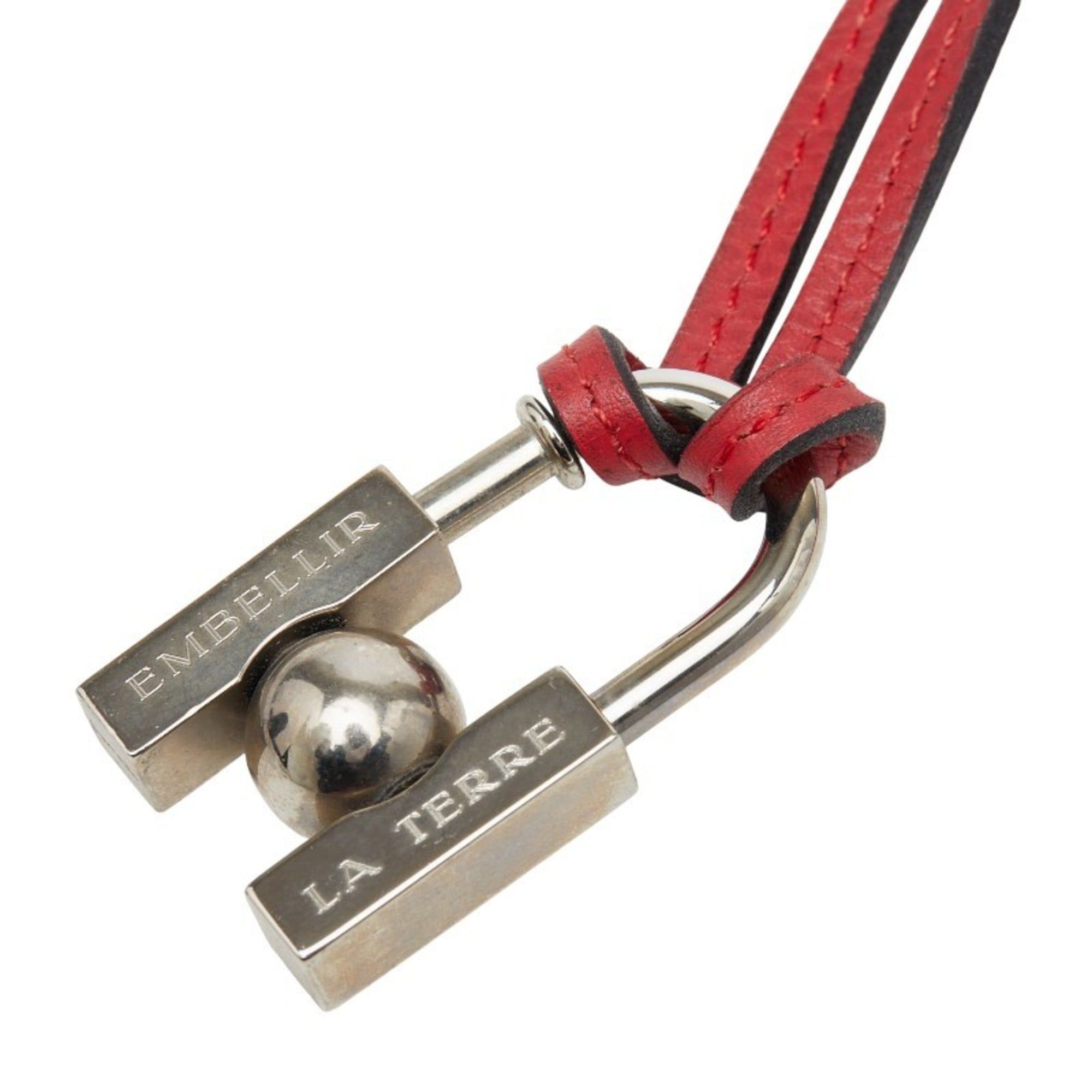 Hermes Hermès Cadena H "In Search of the Unknown Beauty Earth" 2001 Necklace Silver Red Metal Leather Women's HERMES Size ONE SIZE - 1 Thumbnail