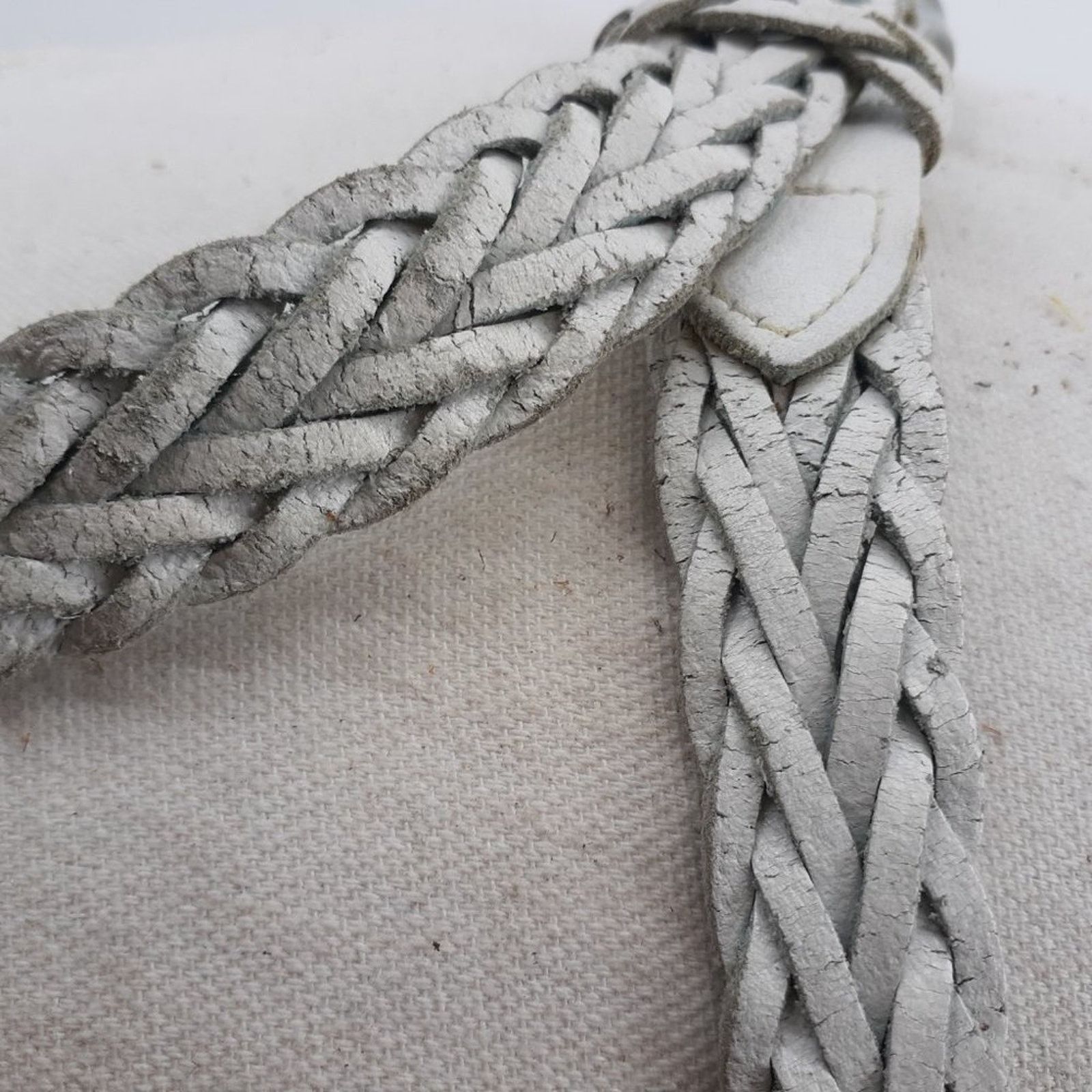 Other Vintage 80s White Genuine Leather Belt Women's Large Single Size ONE SIZE - 5 Thumbnail