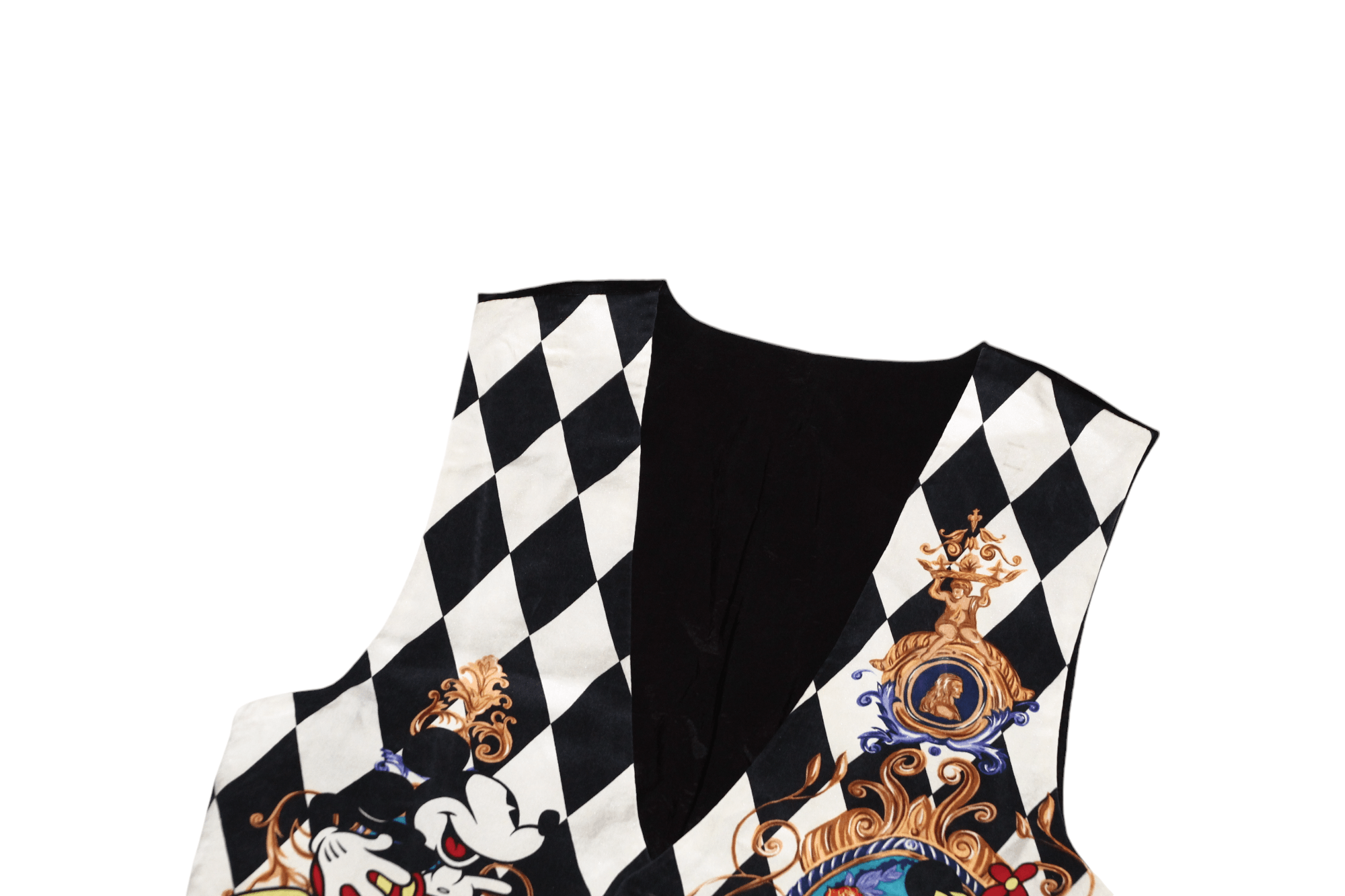 Disney Rare Vtg The Disney Store Retro Mickey Print Silk Waistcoat Size 38S - 3 Thumbnail