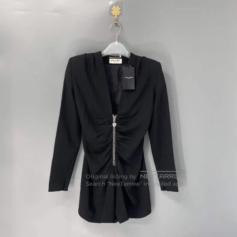 Saint Laurent Paris Saint Laurent Paris Sand Fabric Long Sleeve Jumpsuit Size 33" - 1 Thumbnail