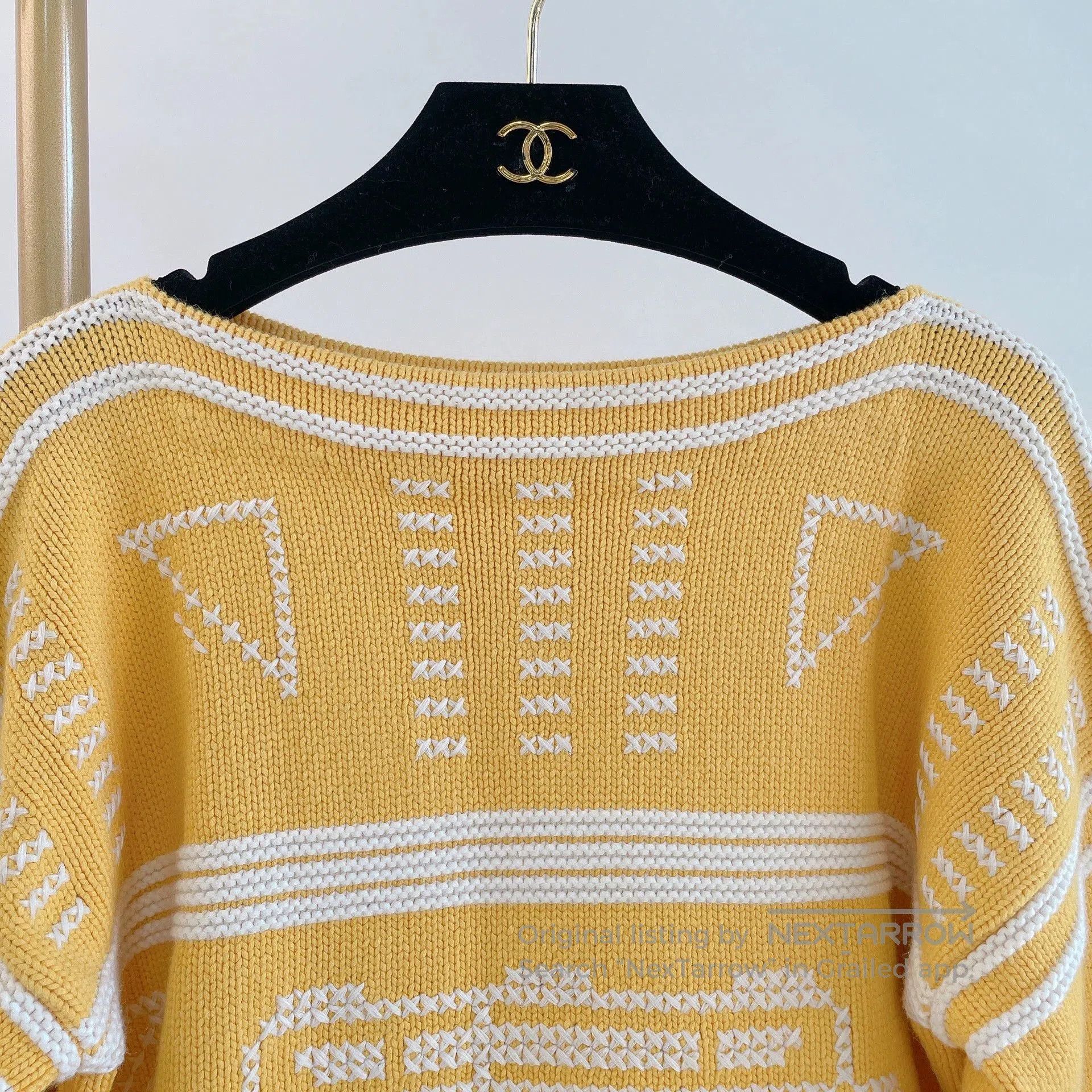 Hermes Hermes Yellow White Knit Top. Size M / US 6-8 / IT 42-44 - 4 Thumbnail