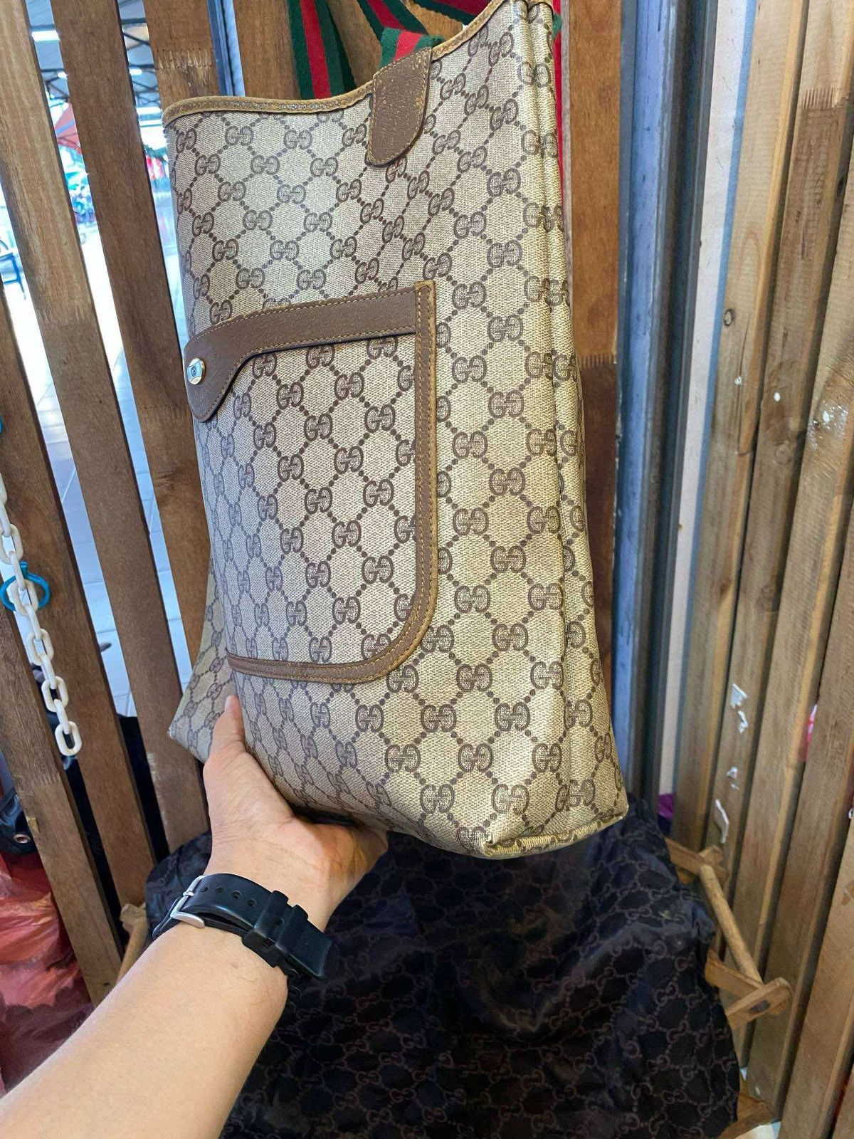 VINTAGE 80s 90s Old Gucci Sherry Line Tote Bag