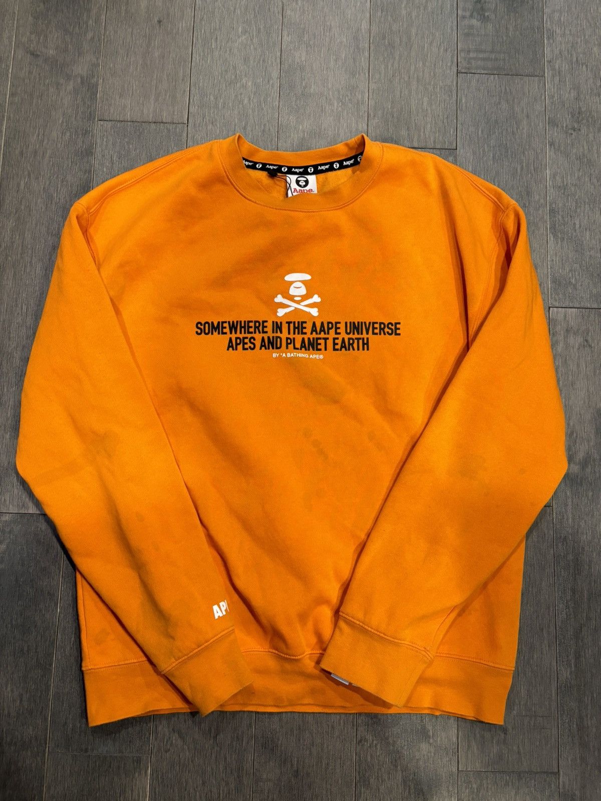 image of Aape Orange Crewneck Small, Men's