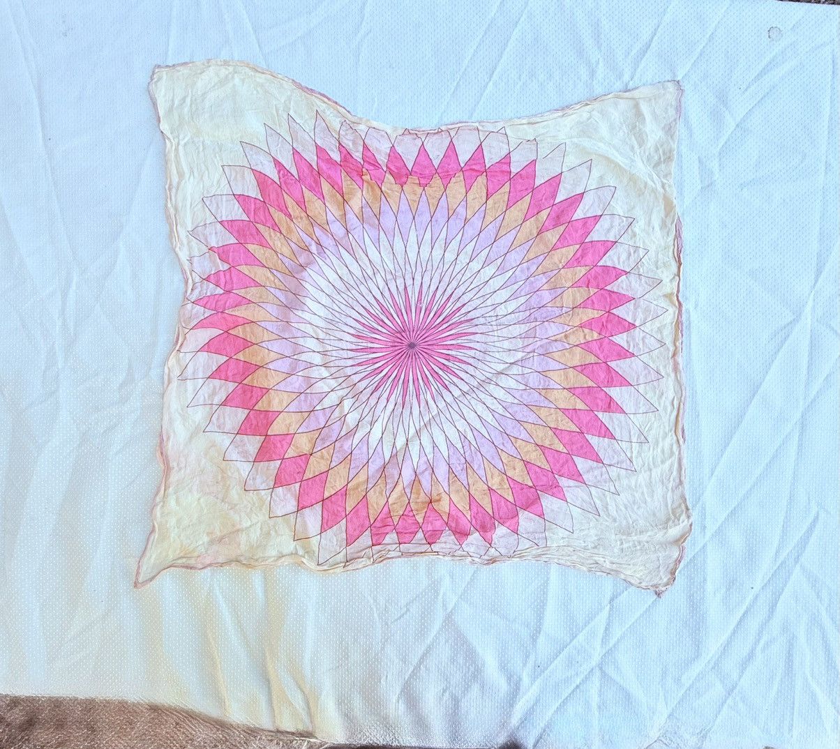Other UNBRANDED Antique Distressed Geometric Silk Scarf - Archive Size ONE SIZE - 3 Thumbnail