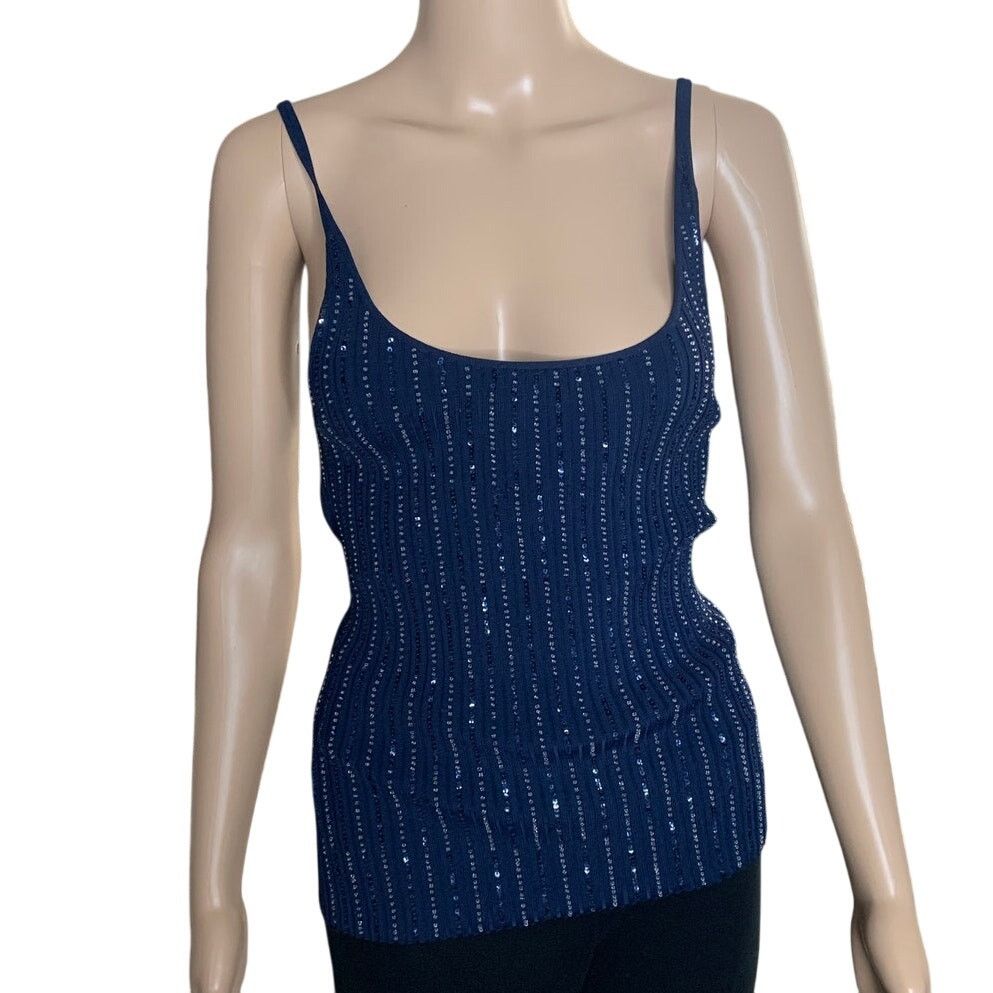 Gap Gap Women's Large Sequin Tank Top Purple Bling 4 Way Stretch Size L / US 10 / IT 46 - 2 Thumbnail