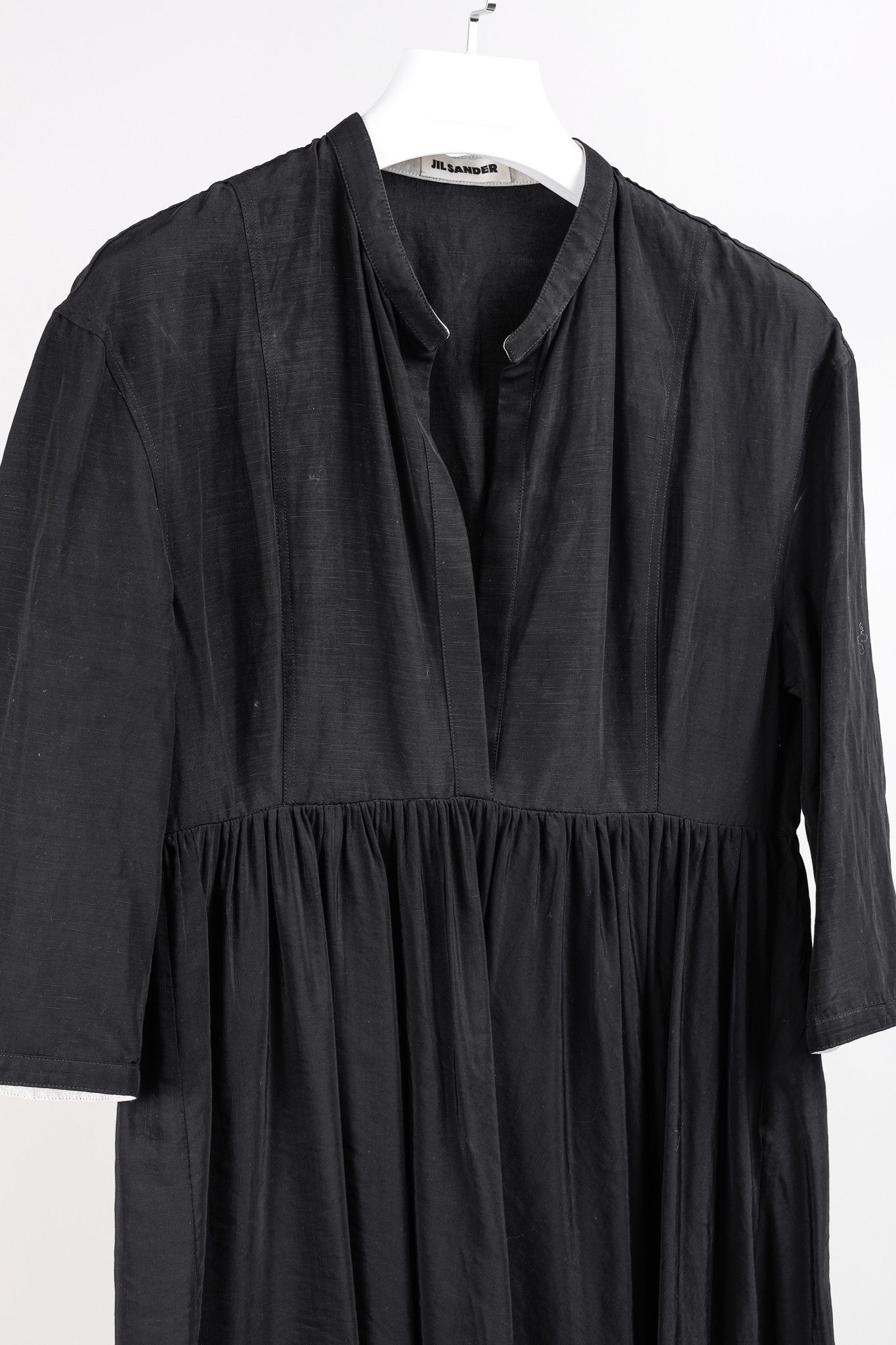 Jil Sander Jil Sander 2020 Black Linen Washi Paper Trim Maxi Dress Size L / US 10 / IT 46 - 3 Thumbnail