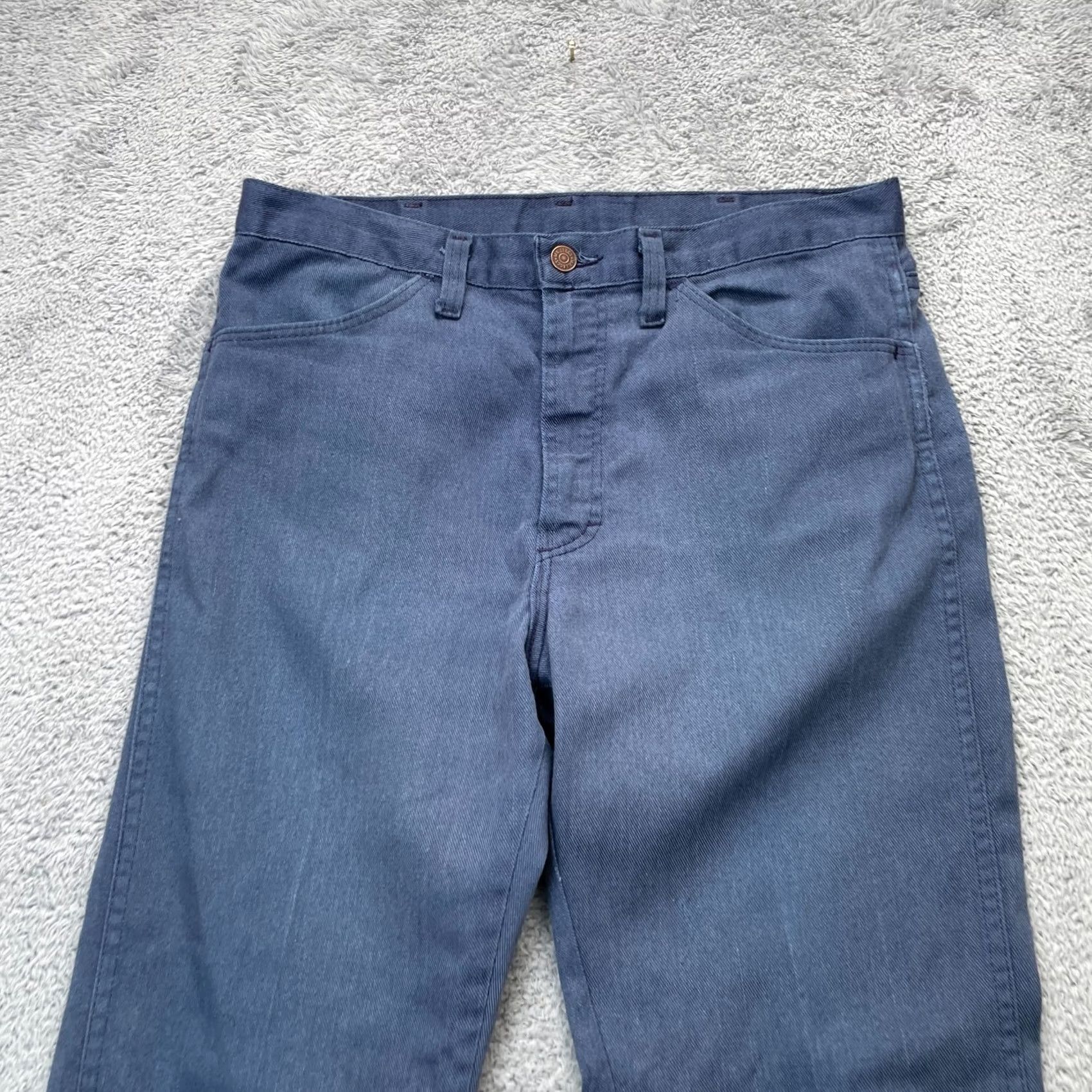 Vintage VINTAGE Mr Leggs Pants Mens Regular Blue Straight Leg Logo 5-Pocket Chino Workwear Shirt Size US 31 - 4 Thumbnail