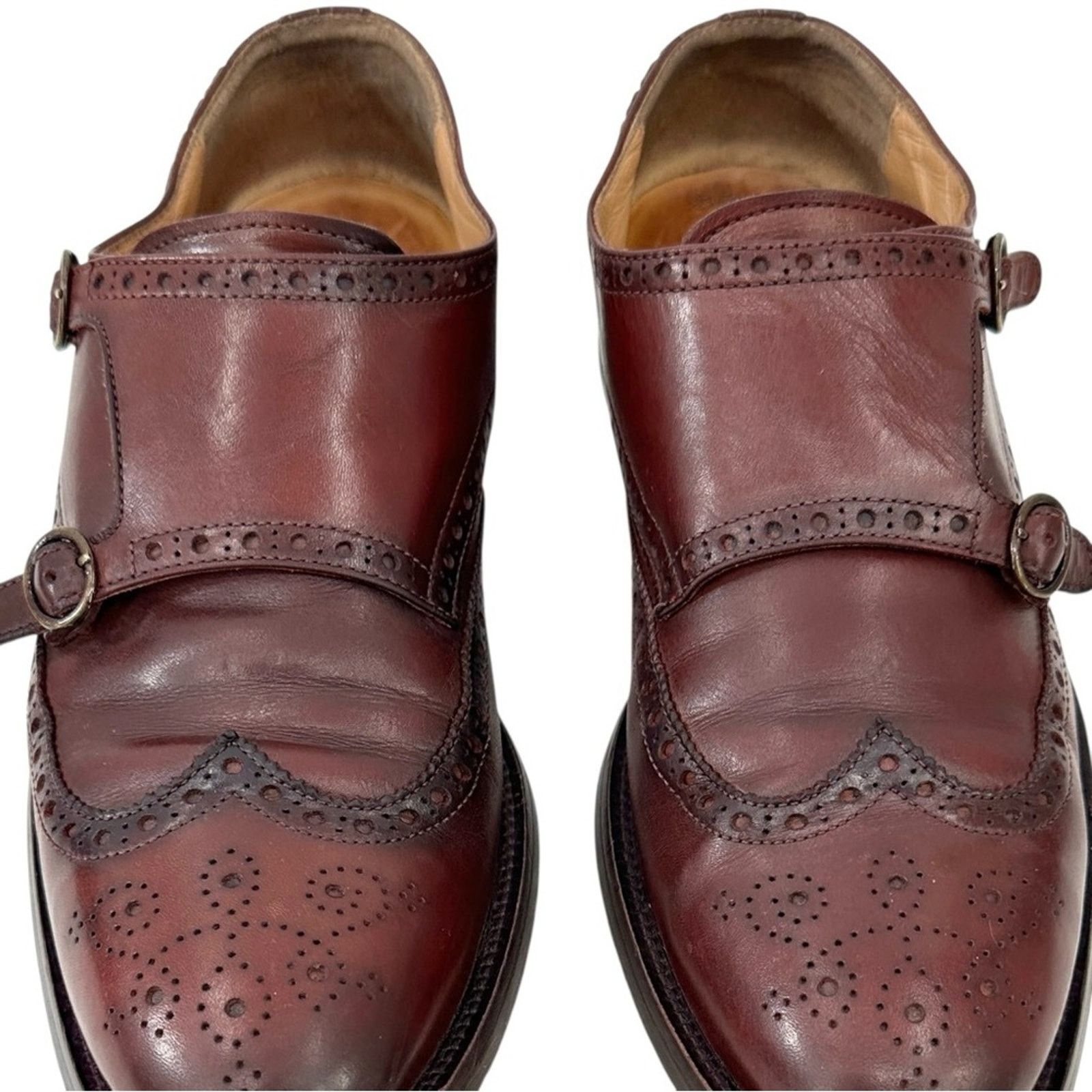 Velasca Burgundy Brown Monk Strap Leather Shoes Loafers Size US 9.5 / EU 42-43 - 4 Thumbnail
