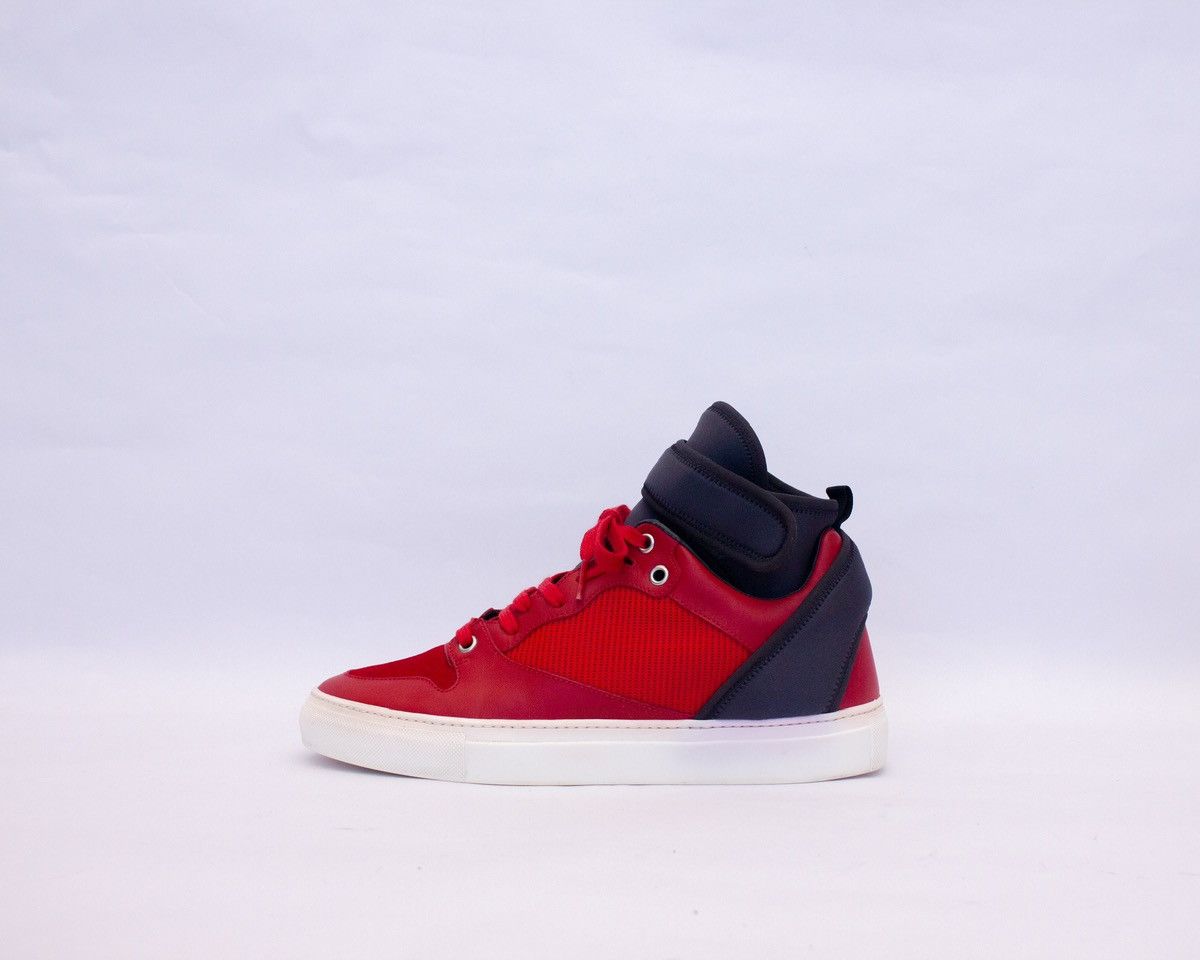 Balenciaga Balenciaga Mens Red Navy Blue Neoprene Strap High Top SZ:6US Size US 6 / EU 39 - 5 Thumbnail