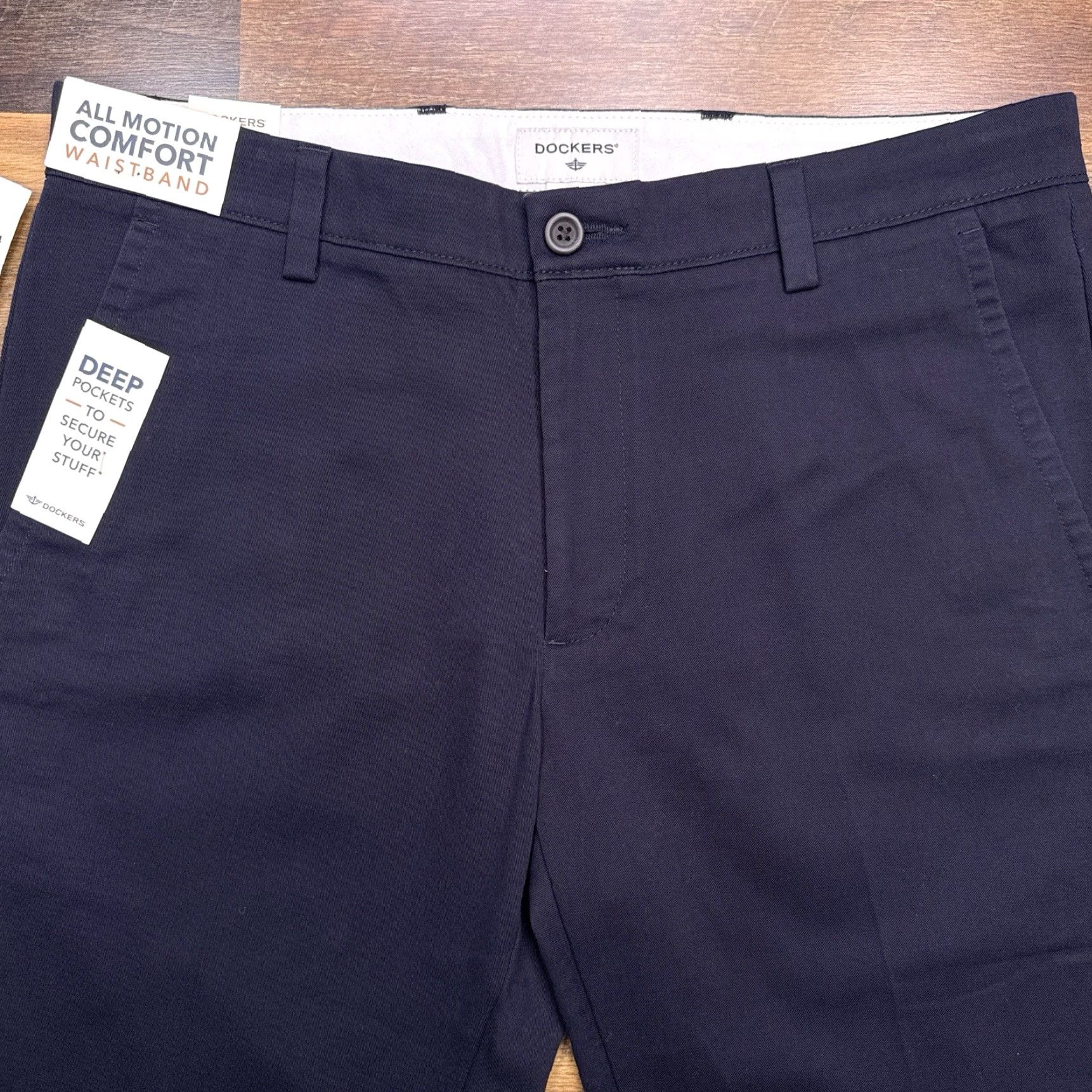 Dockers DOCKERS Slim Khakis Pants Mens 34x32 Navy Blue Tapered Stretch Flat Front Casual Workwear - New Size US 34 / EU 50 - 4 Thumbnail