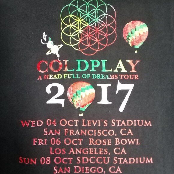 Band Tees Coldplay A Head Full Of Dreams Tour 2017 T-Shirt Size US L / EU 52-54 / 3 - 6 Thumbnail