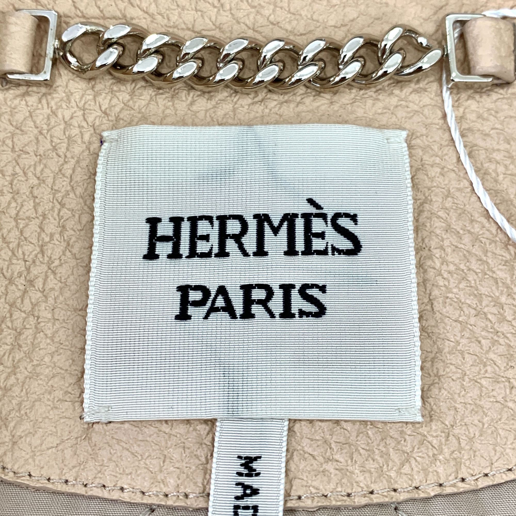 Hermes Hermès Paris Womens Beige Leather Buckle & Zipper Jacket Siz Size XS / US 0-2 / IT 36-38 - 2 Thumbnail