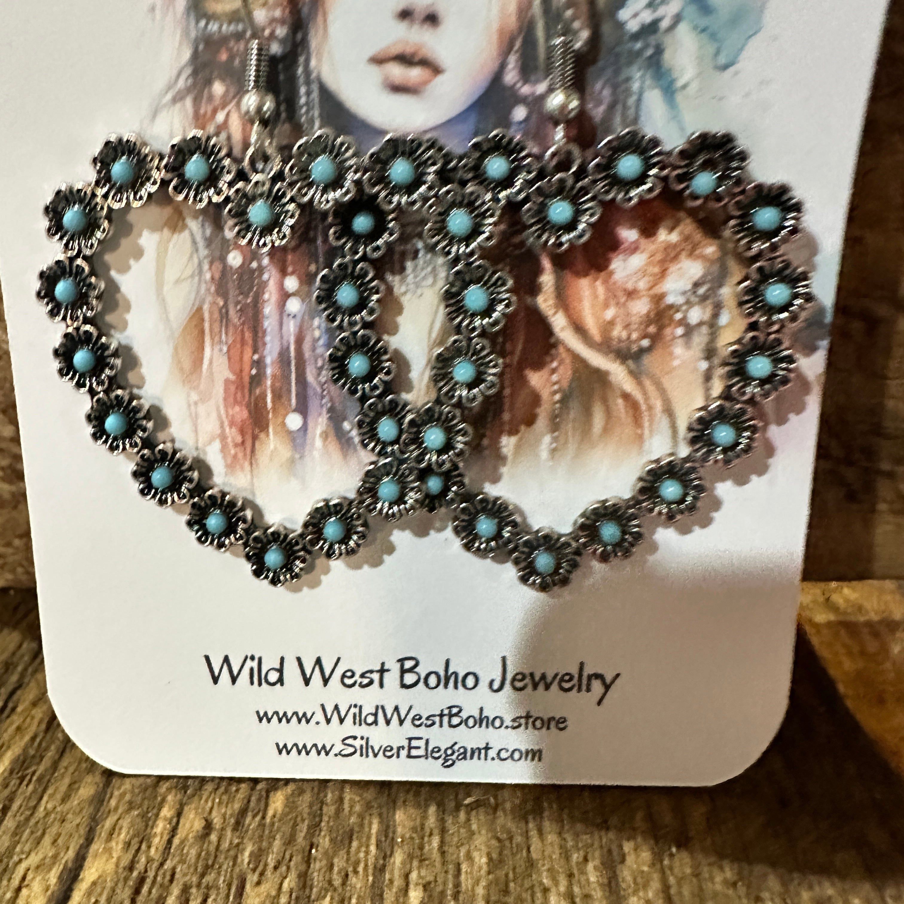 Other Vibrant Turquoise Heart Earrings with Bohemian Floral Design Size ONE SIZE - 6 Thumbnail