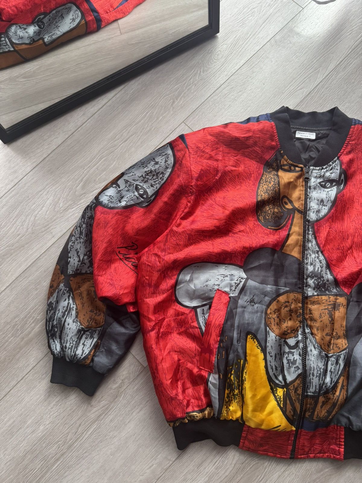 Vintage Picasso Style Art Bomber Jacket by Kavita – Size L – Rare Size US M / EU 48-50 / 2 - 2 Thumbnail