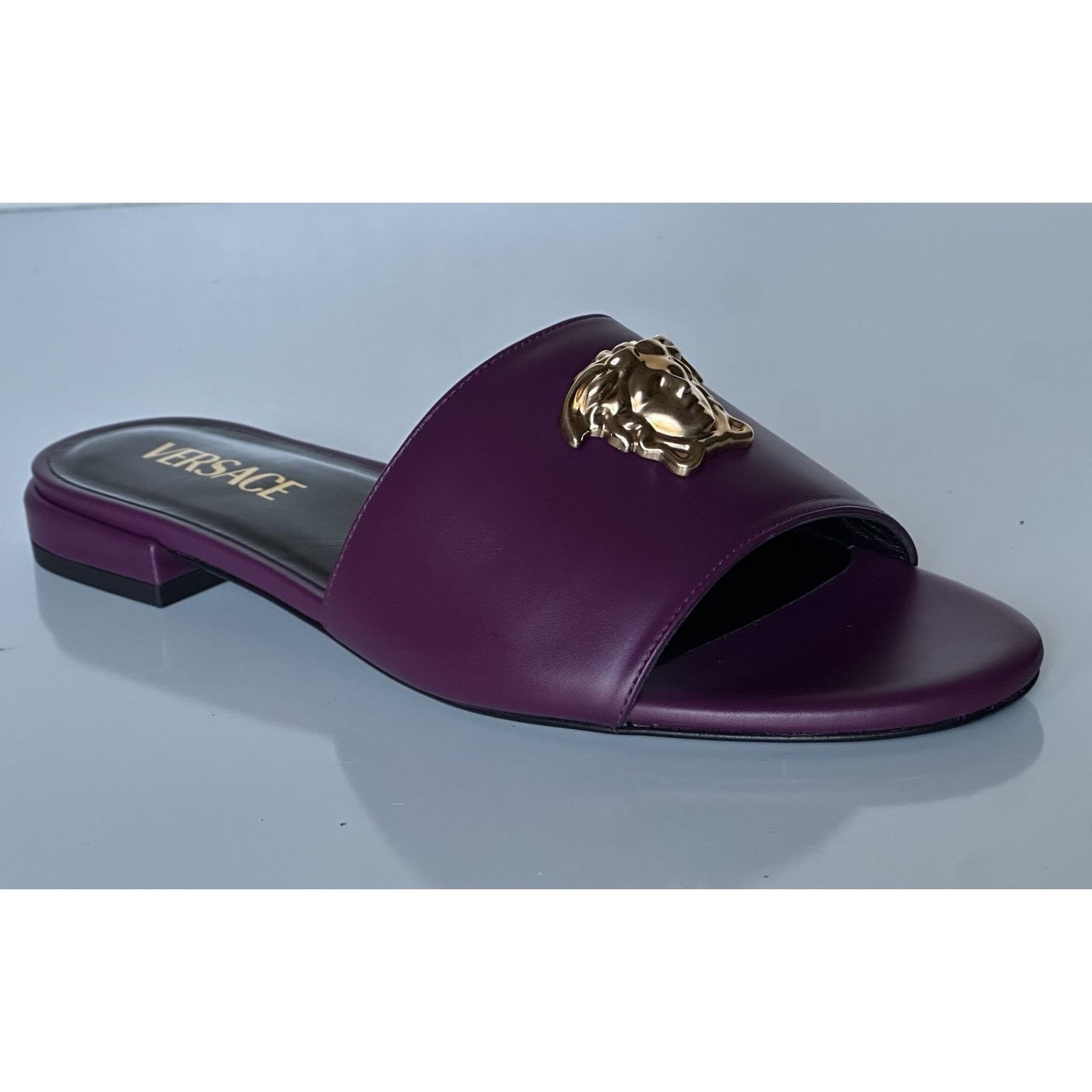 VERSACE Gold Medusa Women's Plum Sandals 8.5 US 1019229