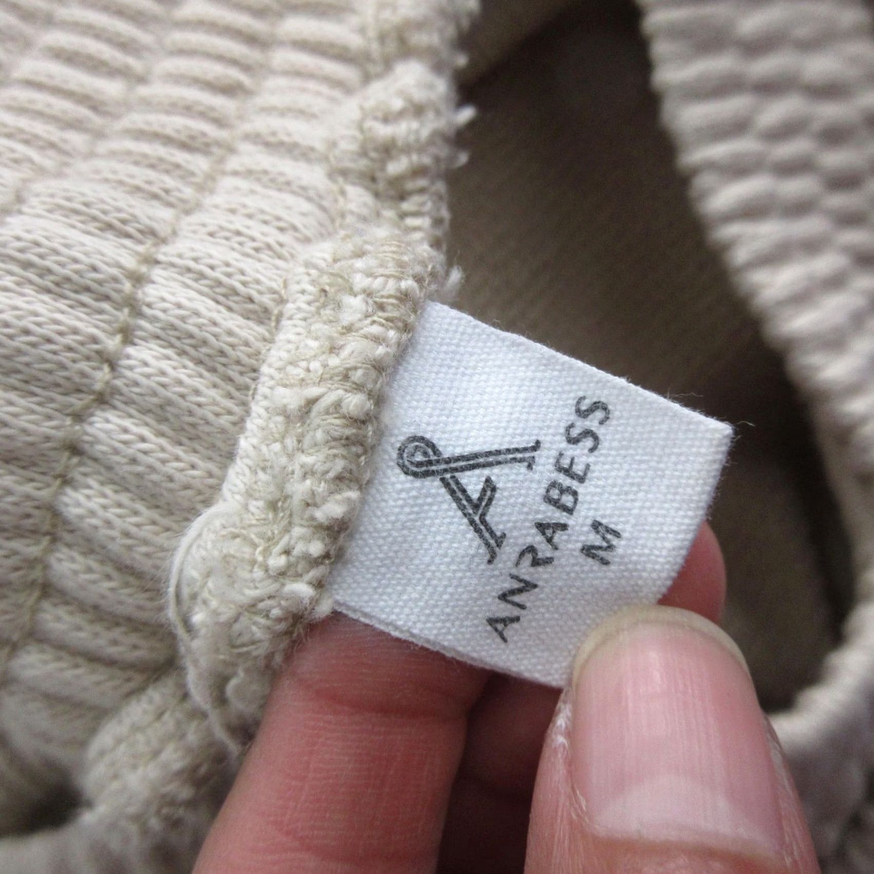 Vintage ANRABESS Pants Womens Medium Beige Flare Leg Knit Sweatpants Casual Size 32" / US 10 / IT 46 - 5 Thumbnail