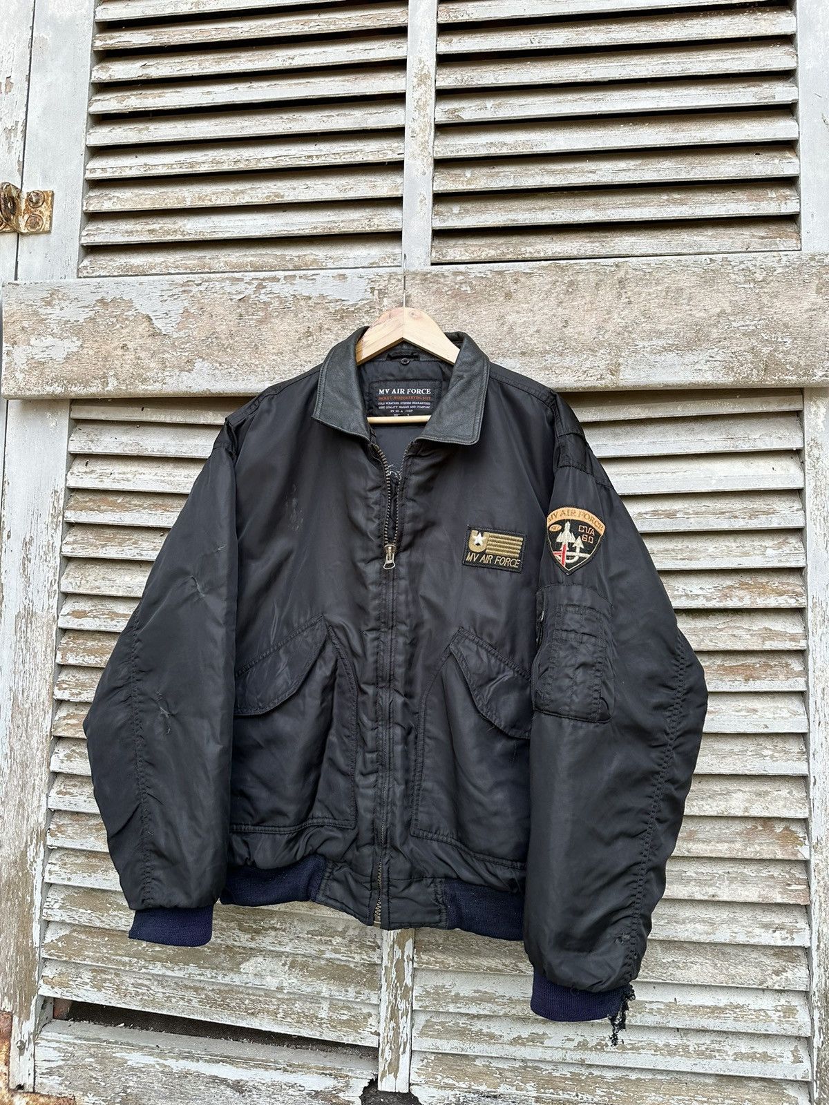 Vintage 🪖Vintage THRASHED MV AIR FORCE OVERSIZED BOMBER JACKET Size US XXL / EU 58 / 5 - 5 Thumbnail