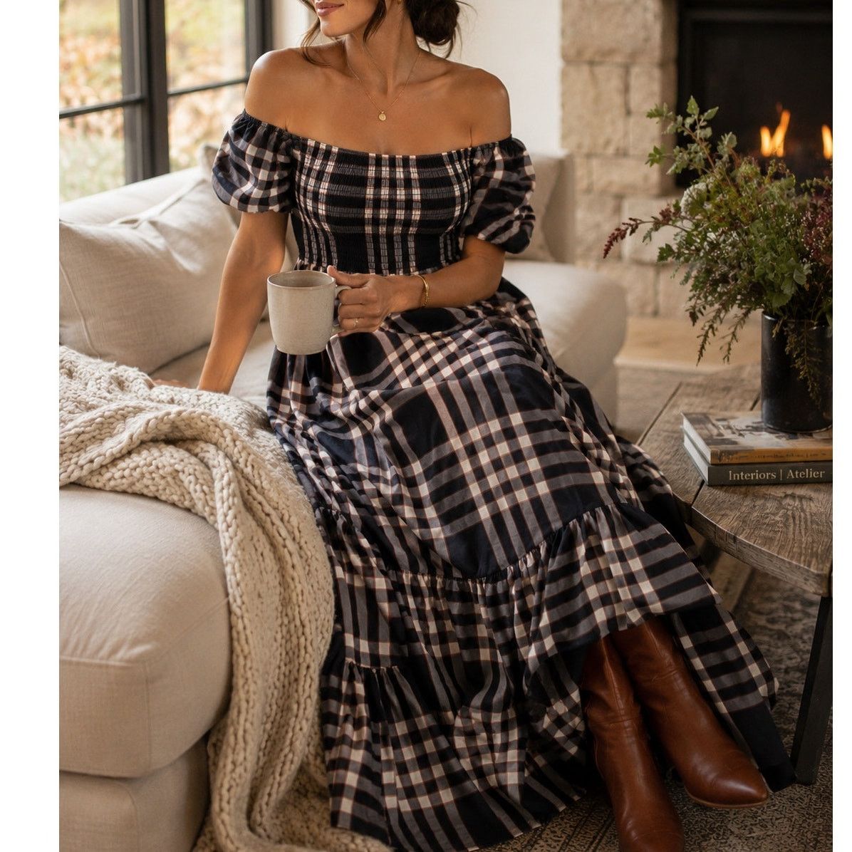 CAROLINE CONSTAS Caroline Constas Gianna Maxi Dress Black Fall Plaid M Size M / US 6-8 / IT 42-44 - 14 Thumbnail