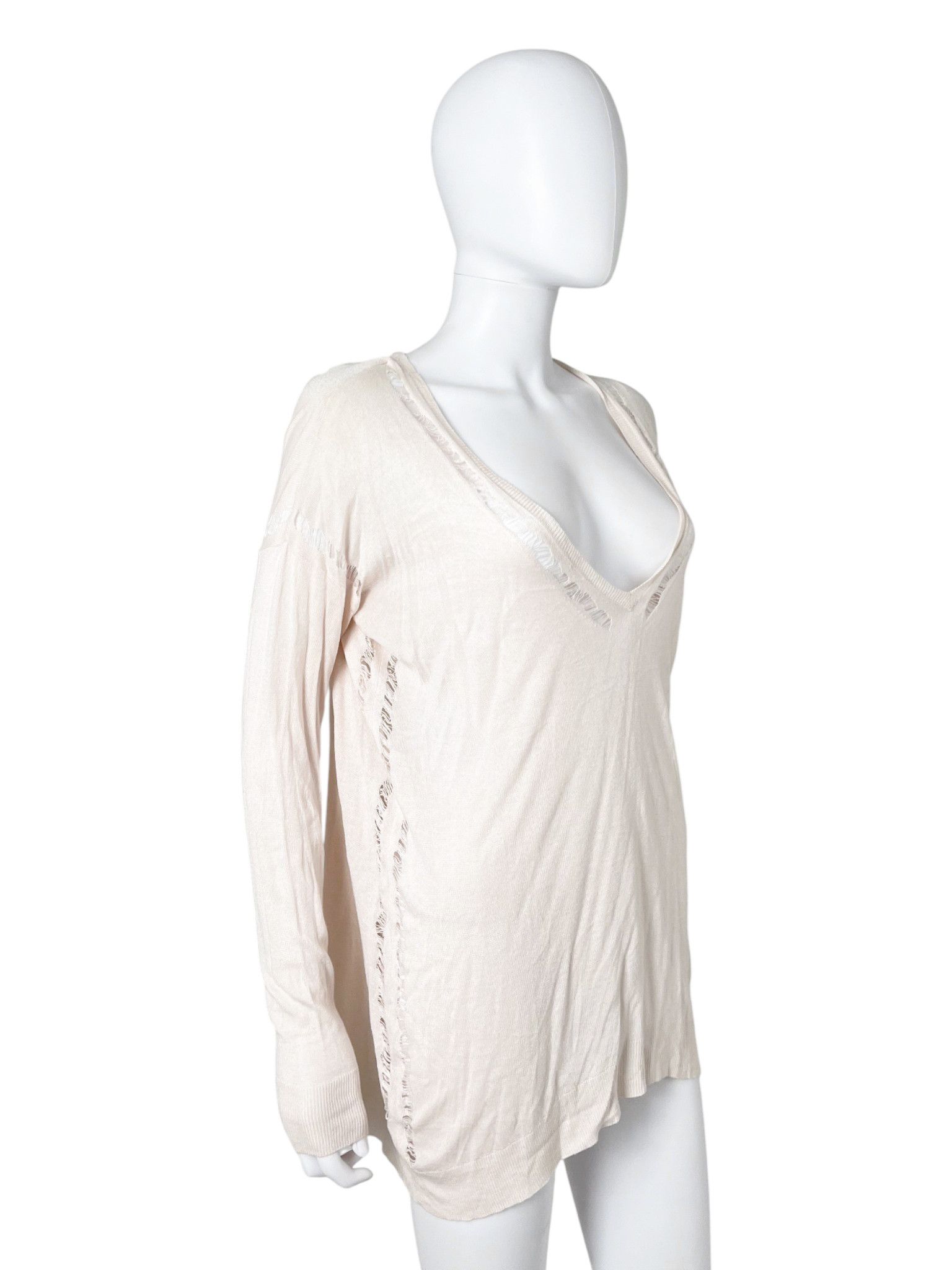 Ann Demeulemeester 2000's Cut-Out Distressed Oversize Pink Sweater Size M / US 6-8 / IT 42-44 - 2 Thumbnail