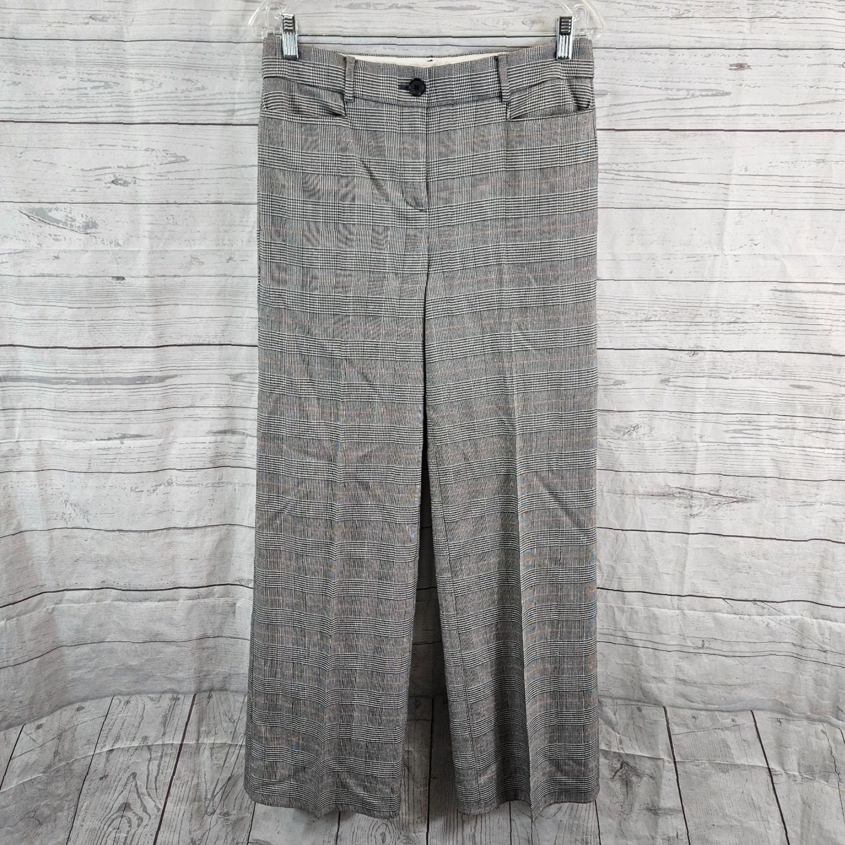 Loft Ann Taylor LOFT Womens High Waist Trouser Sz 4 Black White Plaid Size 27" / US 4 / IT 40 - 2 Thumbnail