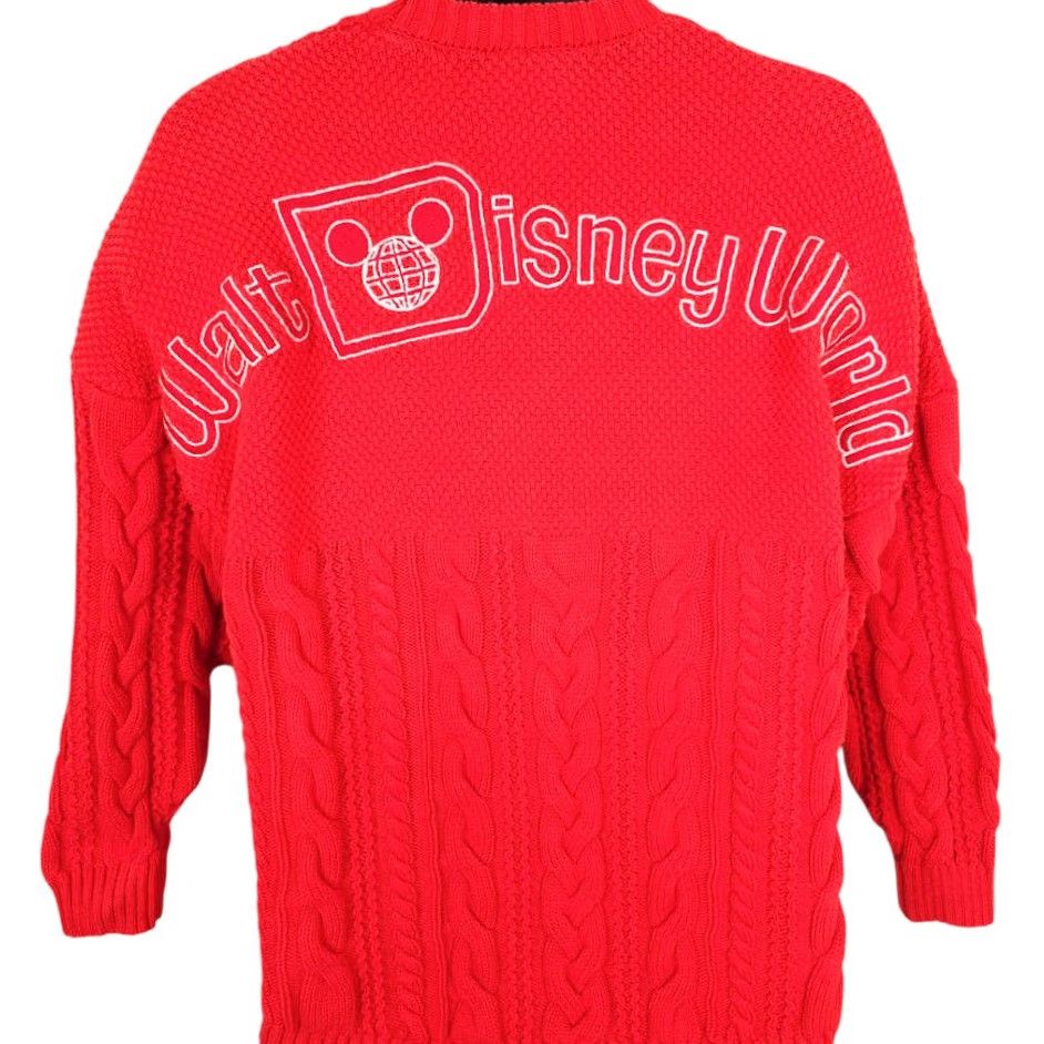 Disney Walt Disney World Cable Knit Sweater Mens XS Red Spirit Jersey Jumper Size US XS / EU 42 / 0 - 4 Thumbnail