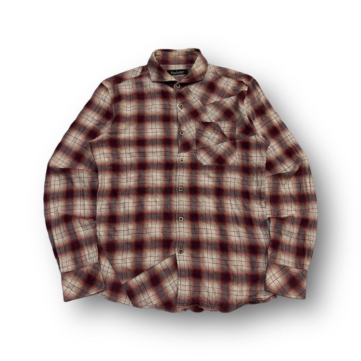 Asyimetrical Plaid Tornado Mart Button Up Shirt