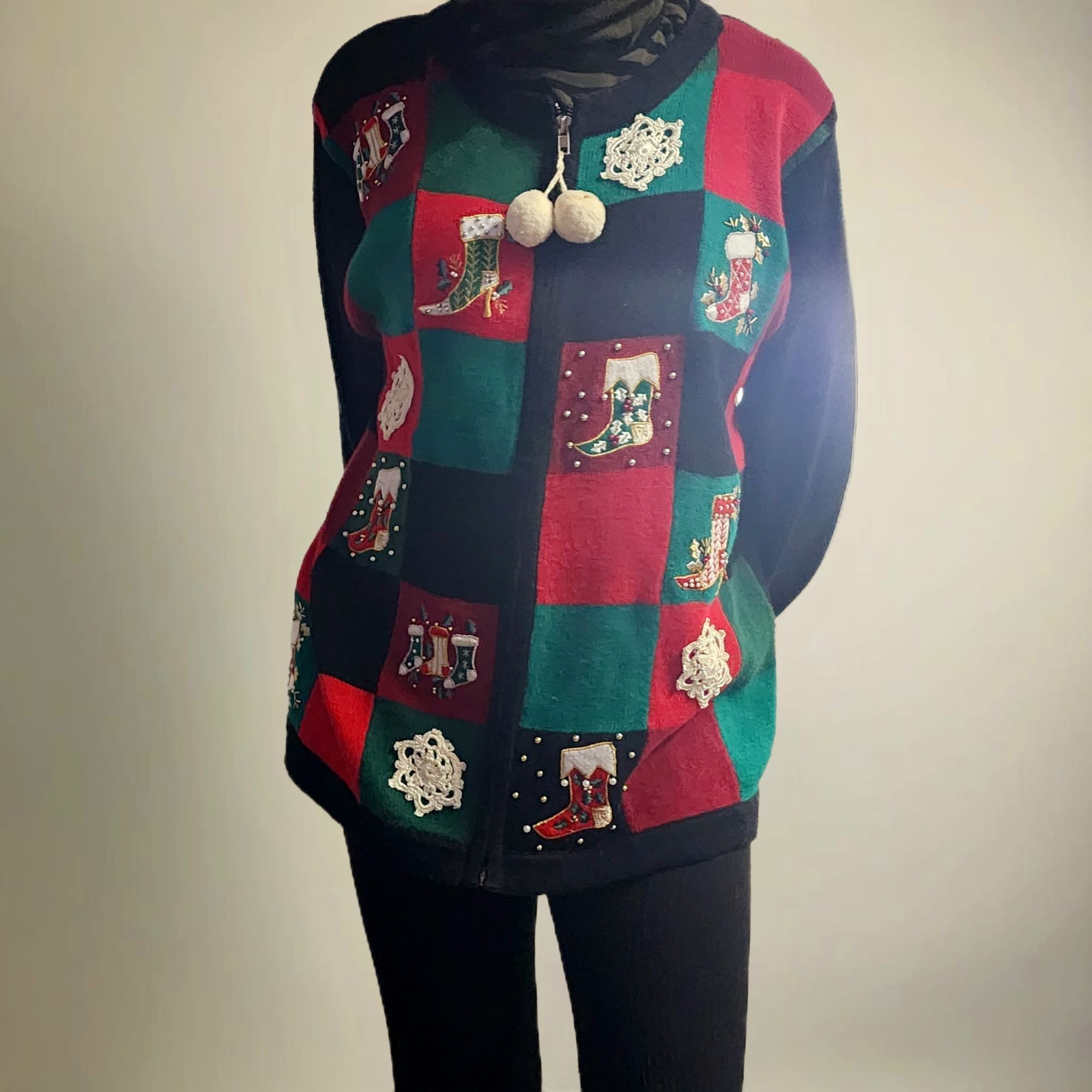 Vintage Vintage Ugly Christmas Sweater Vtg Embroidered Zip Up Knit C Size L / US 10 / IT 46 - 5 Thumbnail
