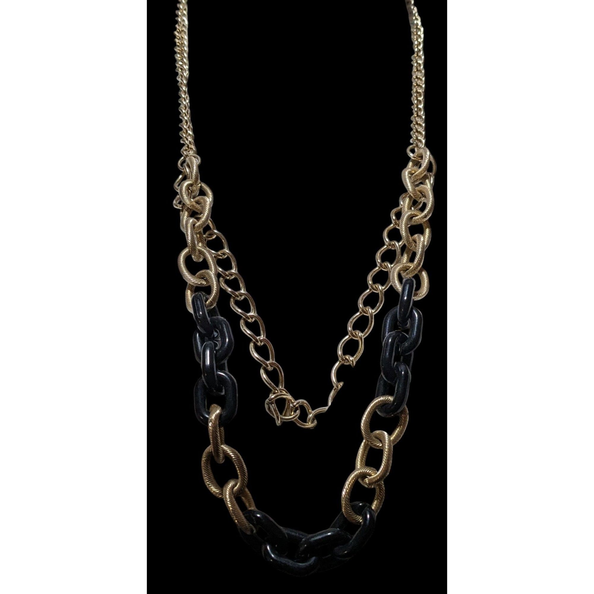 Other 80s Glam Black and Gold Chunky Multilayer Chain Necklace Size ONE SIZE - 1 Thumbnail